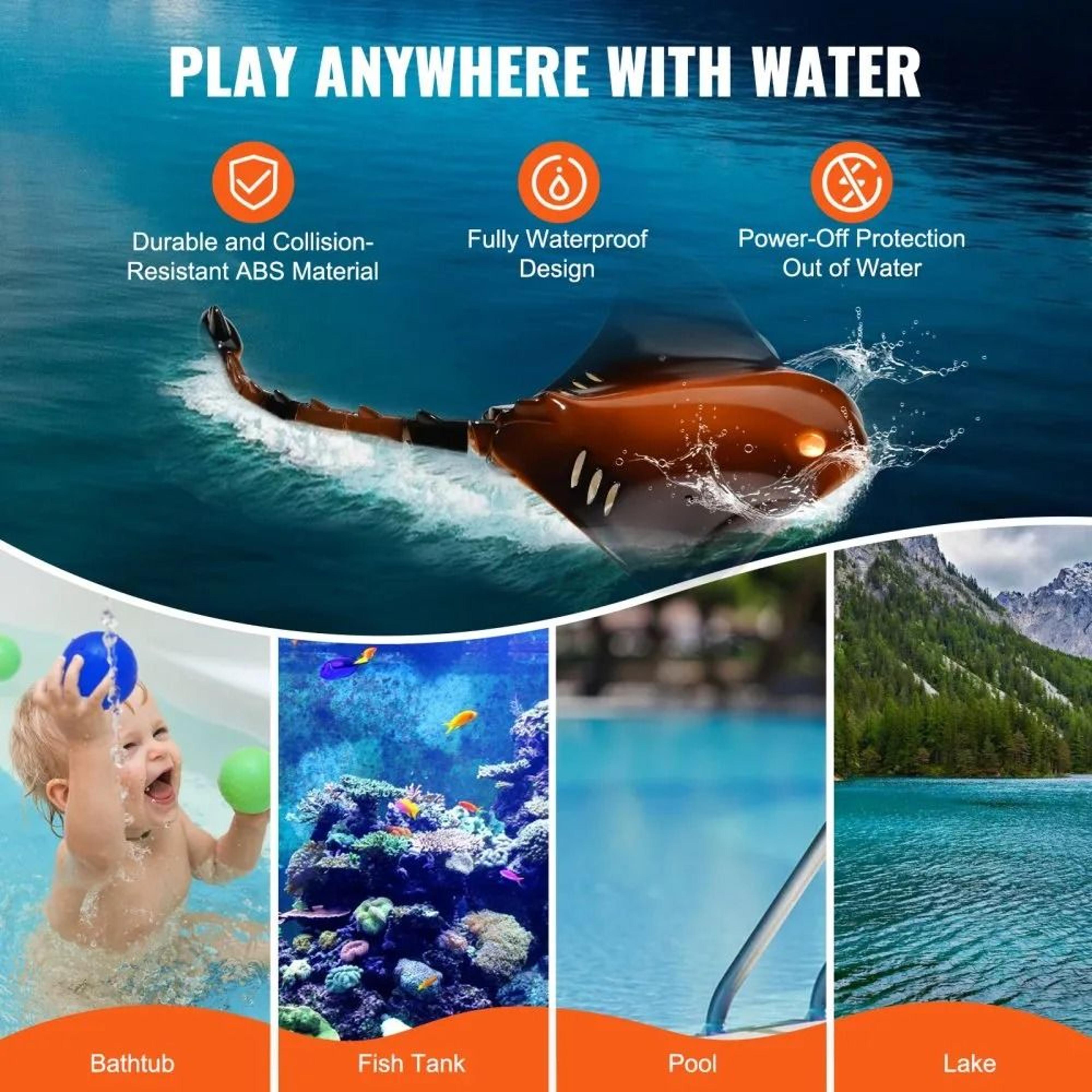 Remote Control Manta Ray Toy With LED Lights High Simulation RC Water Toy 5