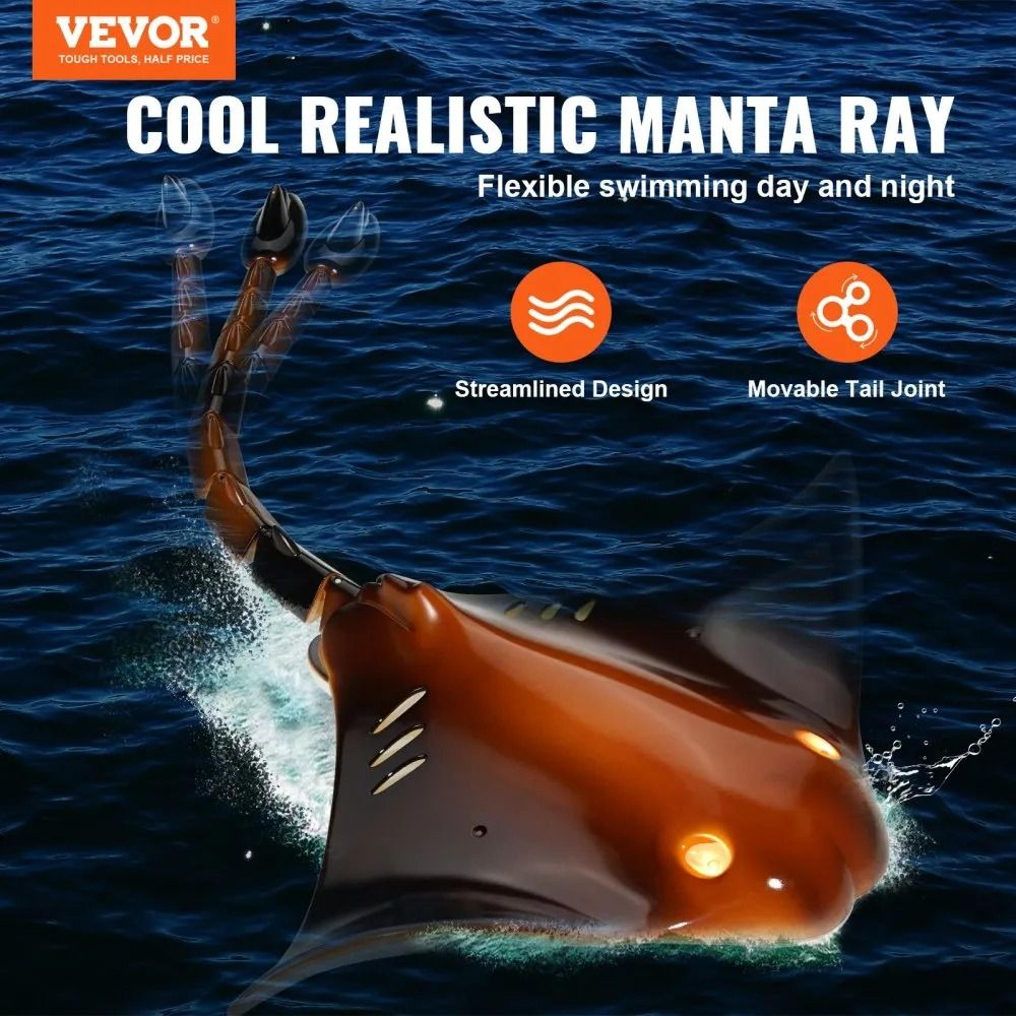 Remote Control Manta Ray Toy With LED Lights High Simulation RC Water Toy 1