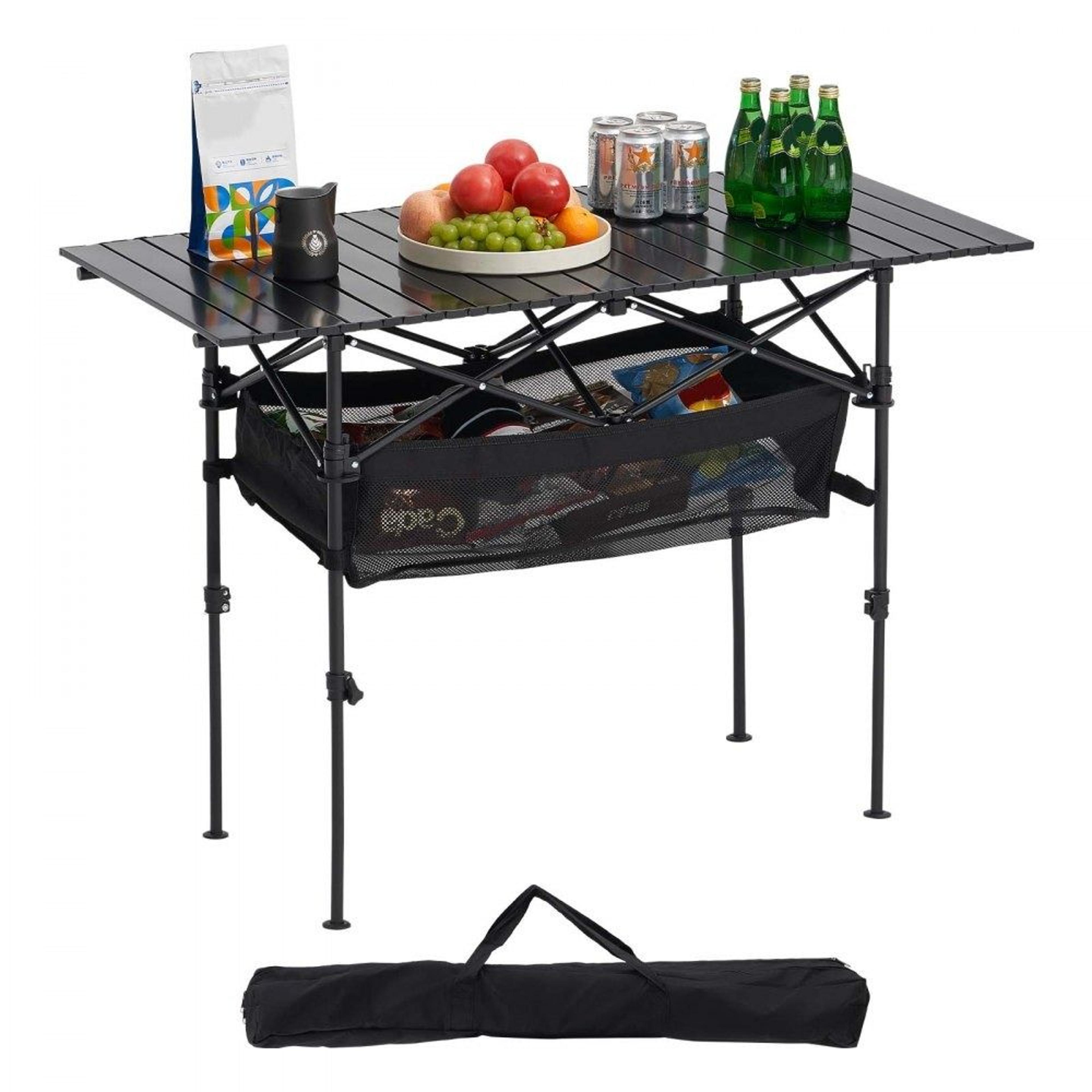 portable folding camping table adjustable height aluminum roll up outdoor picnic table