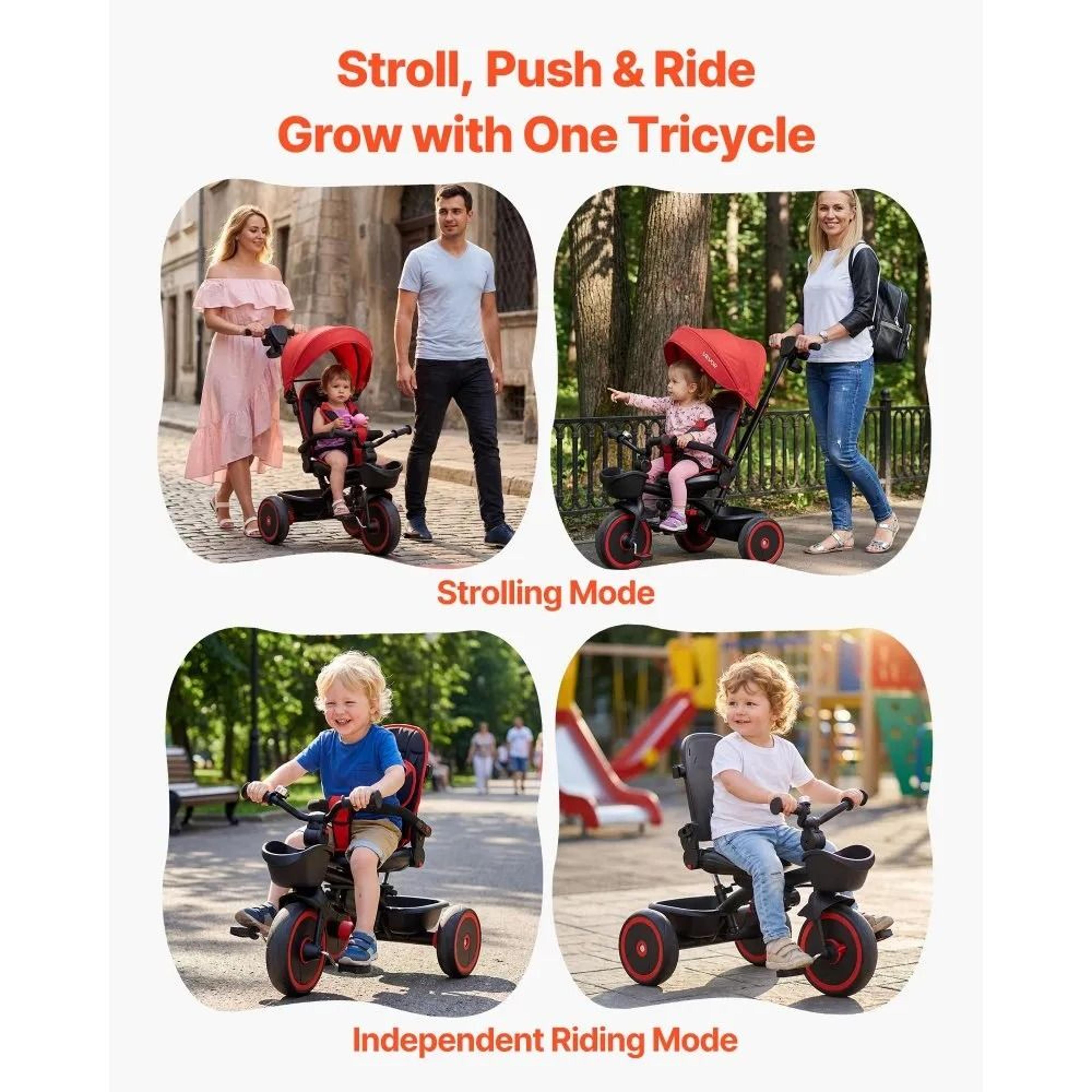 6 In 1 Toddler Tricycle Stroller With Push Handle Adjustable Seat And Canopy 4