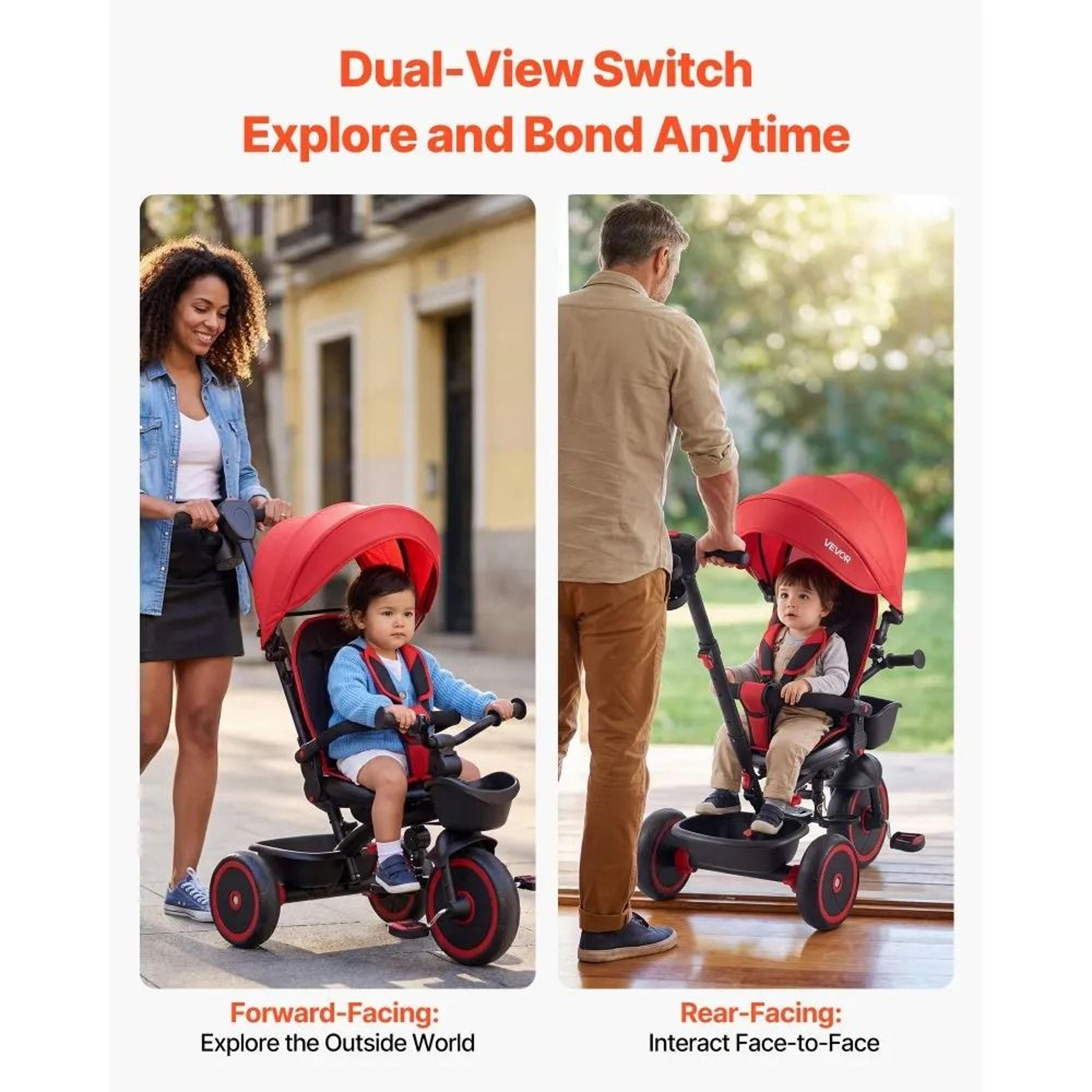 6 In 1 Toddler Tricycle Stroller With Push Handle Adjustable Seat And Canopy 2