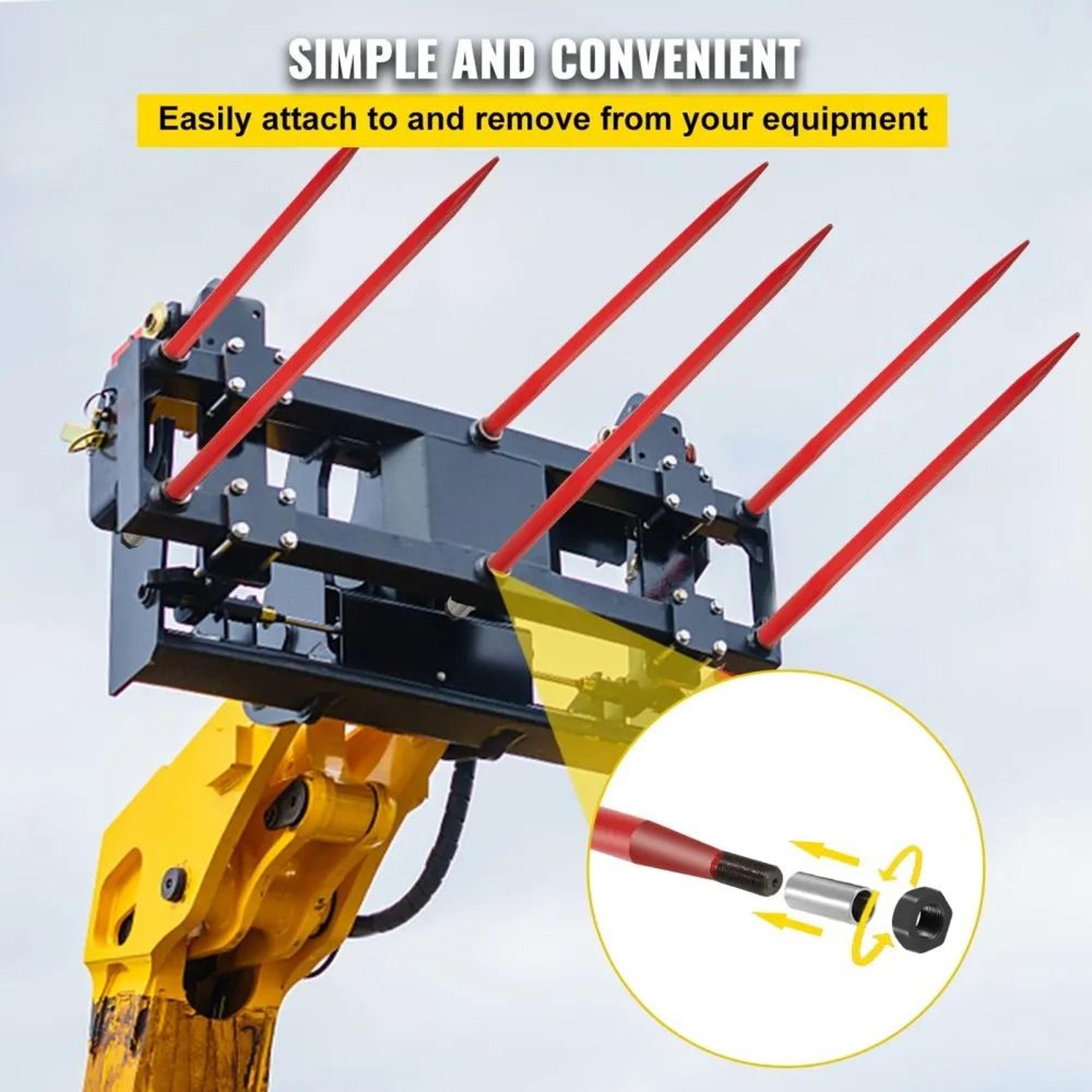 Heavy Duty Hay Bale Spear 49 Inch 3000 Lbs Capacity Quick Attach Bale Fork 3