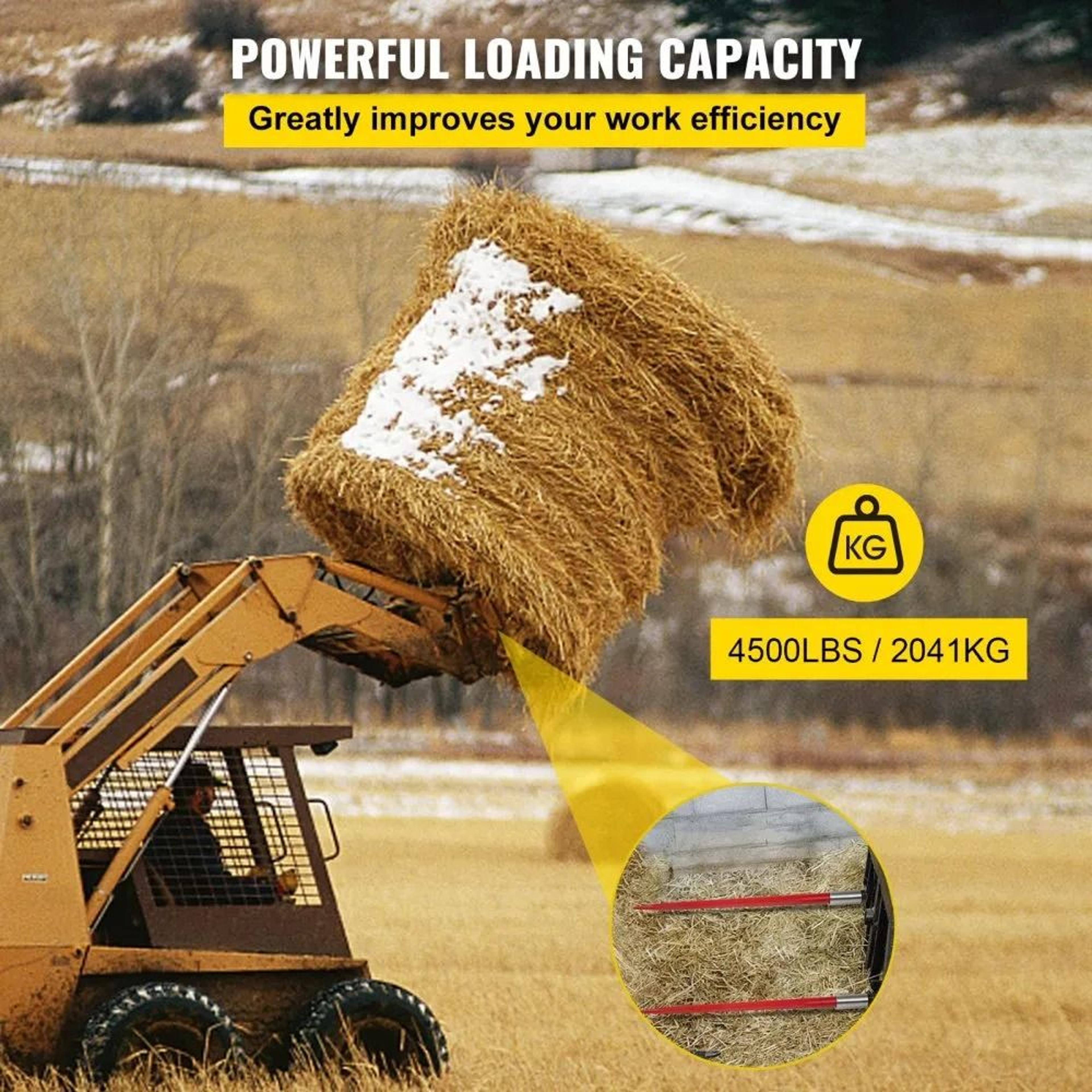 Heavy Duty Hay Bale Spear 49 Inch 3000 Lbs Capacity Quick Attach Bale Fork 2