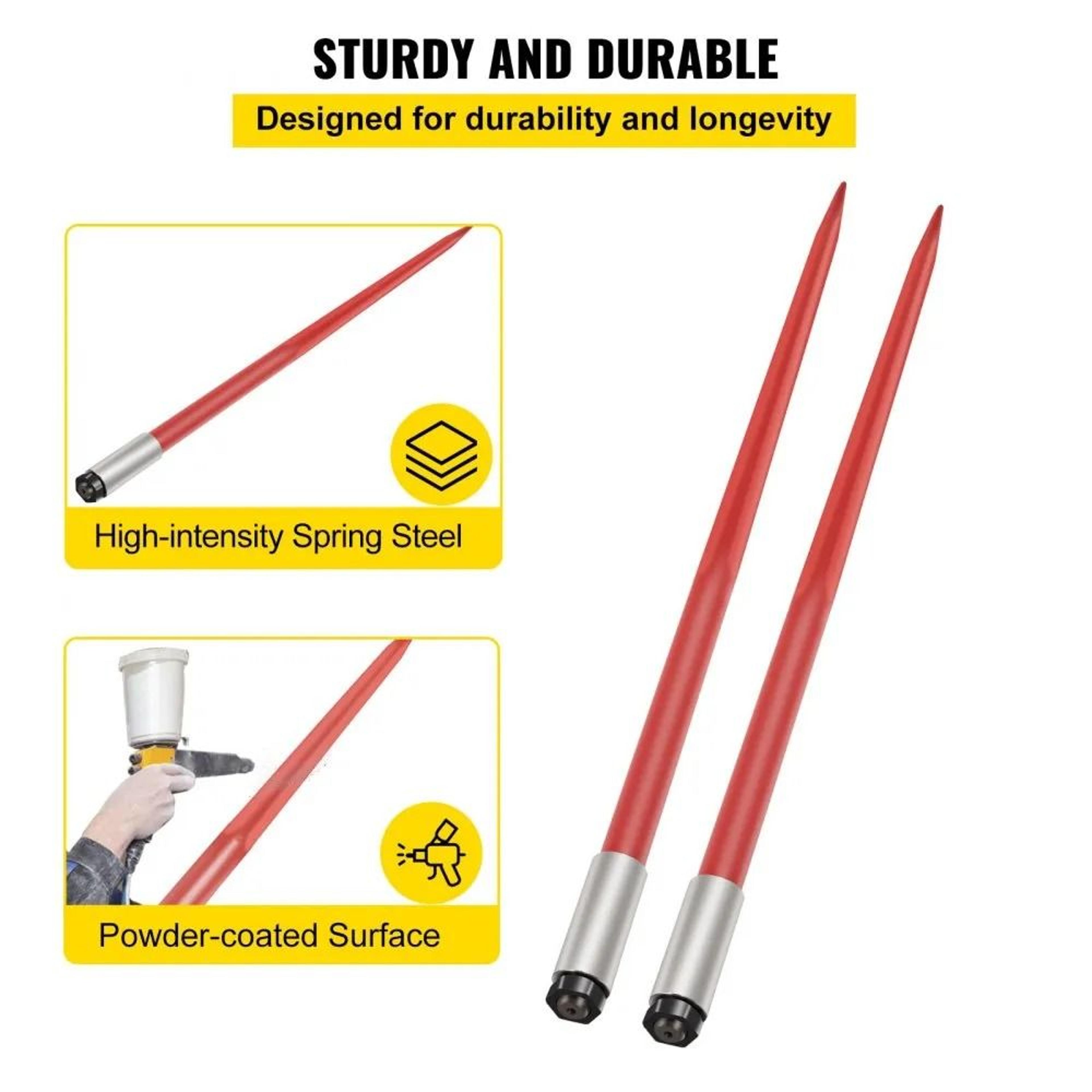 Heavy Duty Hay Bale Spear 49 Inch 3000 Lbs Capacity Quick Attach Bale Fork 5