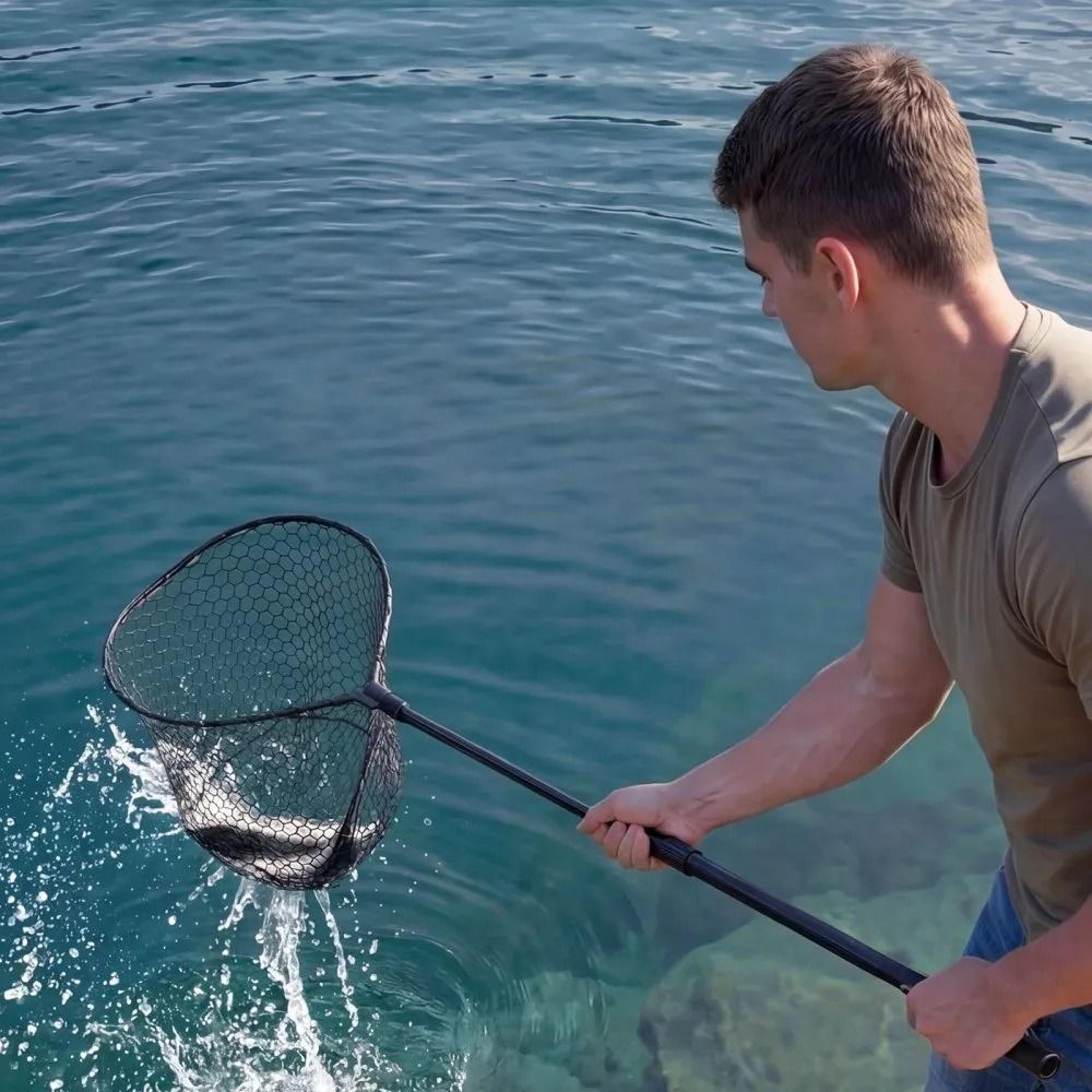 Foldable Fishing Net With Telescopic Landing Net Handle And Soft Silicone Fish Net Mesh 5