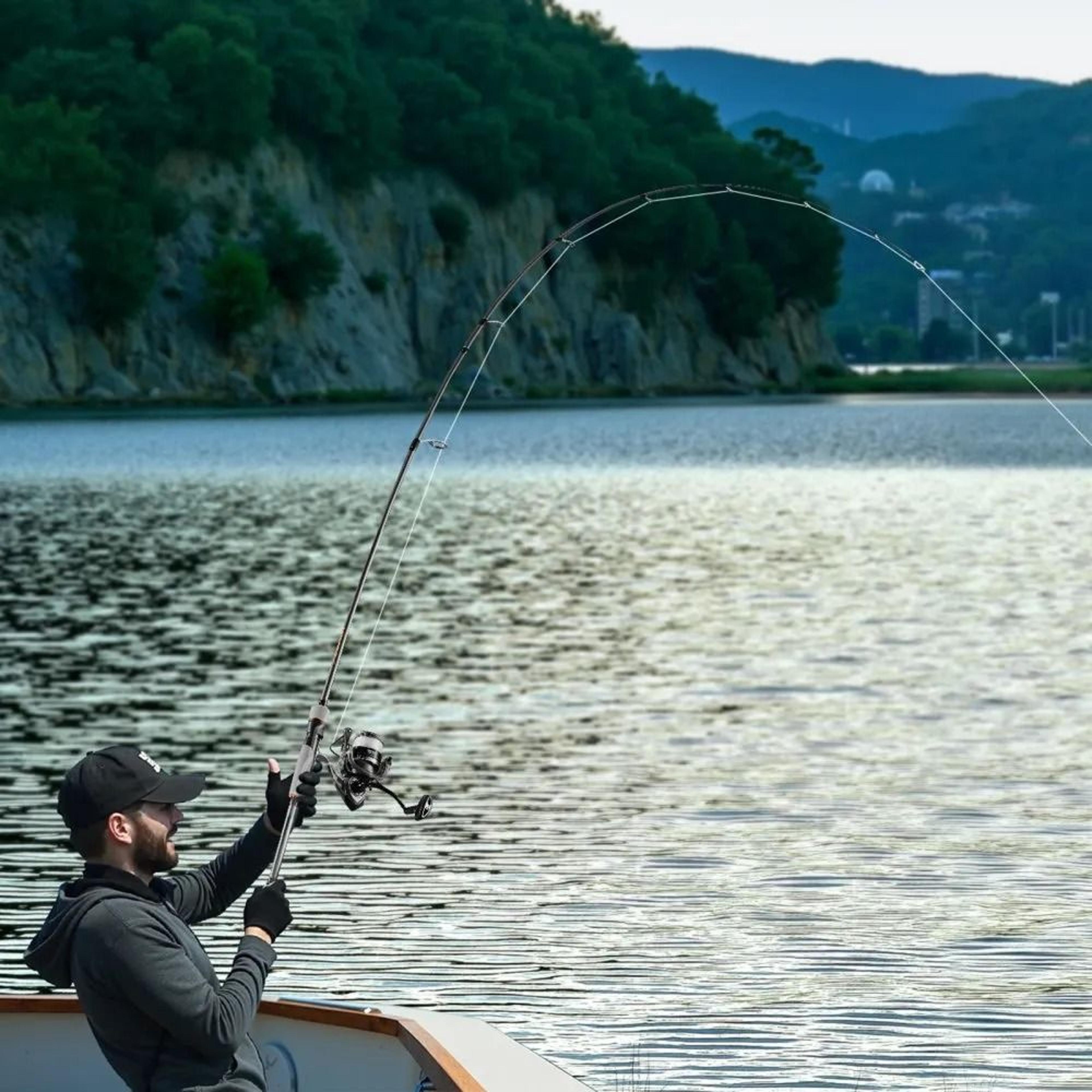 IM6 Carbon Fiber Spinning Rod And Reel Combo 65ft Bass Fishing Pole 7
