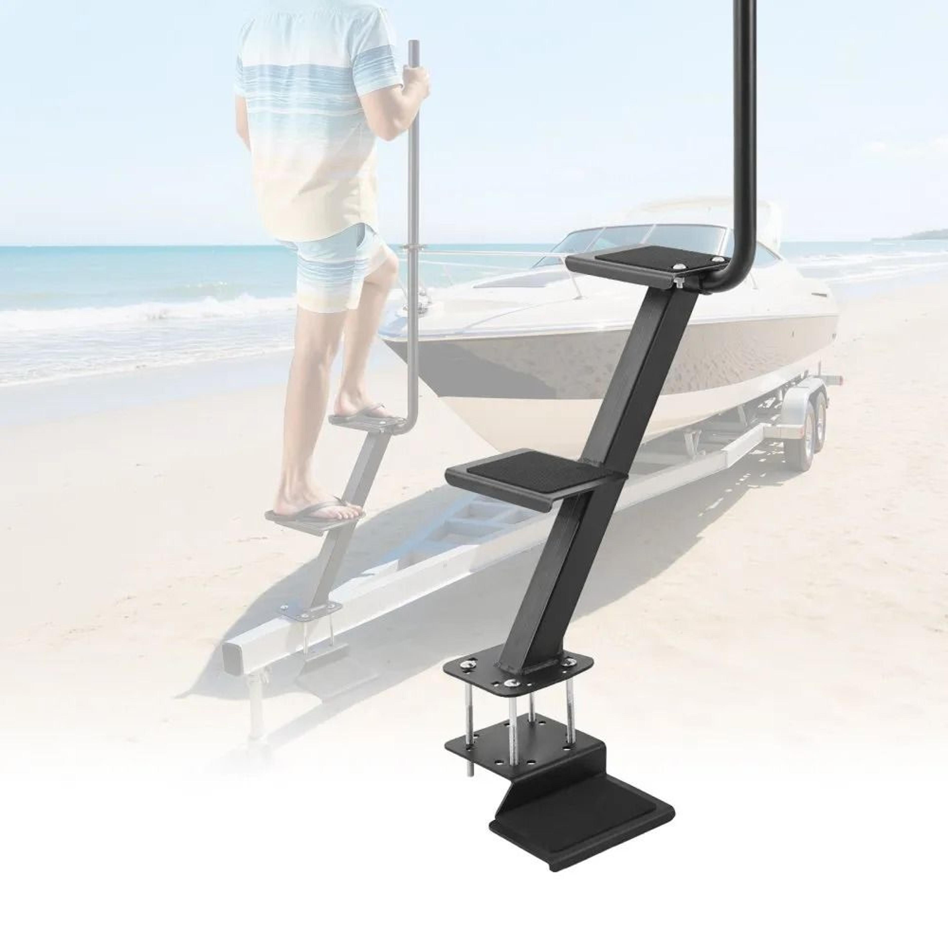 heavy duty 3 step boat trailer ladder with handrail