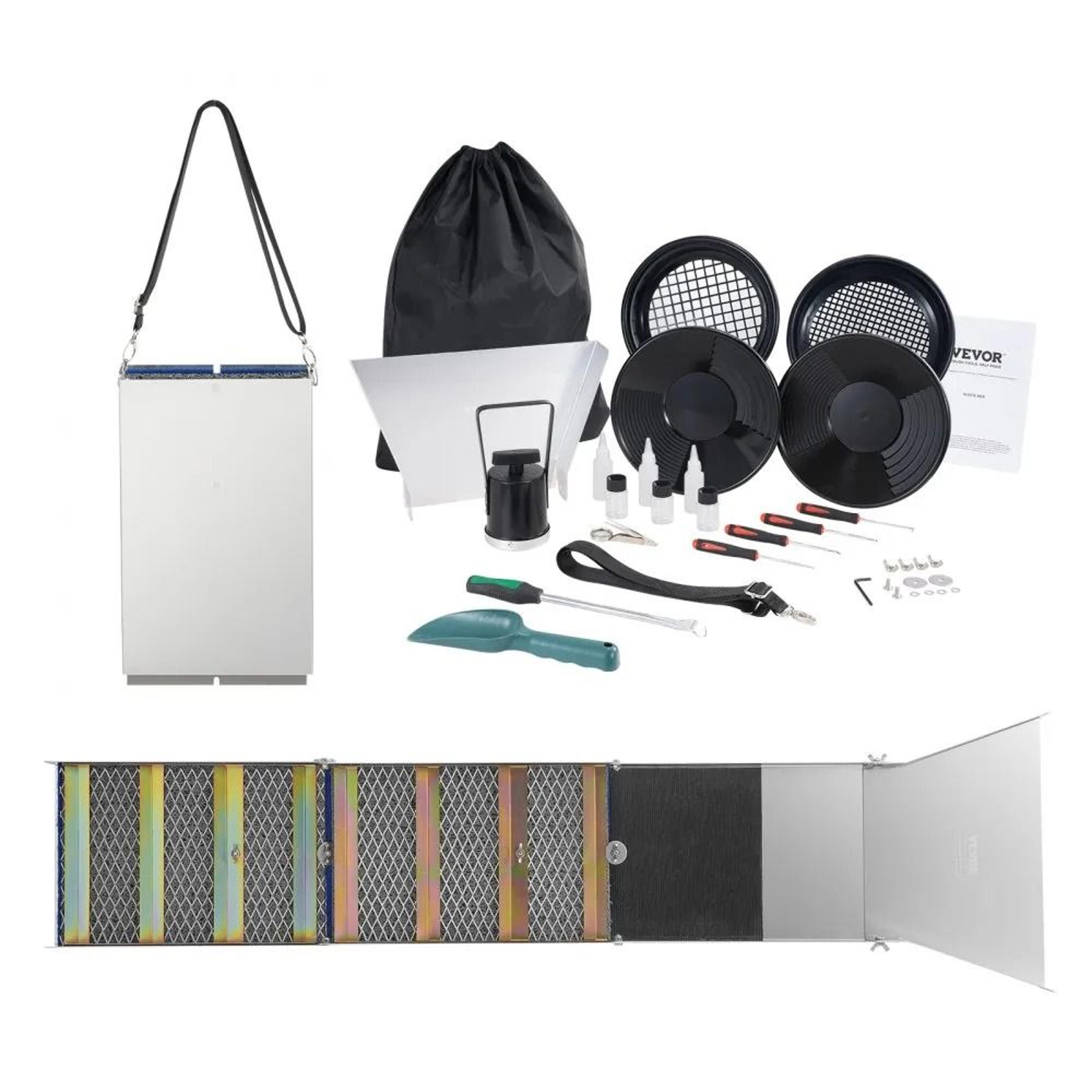 Gold Panning Kit 50 Inch Folding Sluice Box Gold Prospecting Equipment Set 7