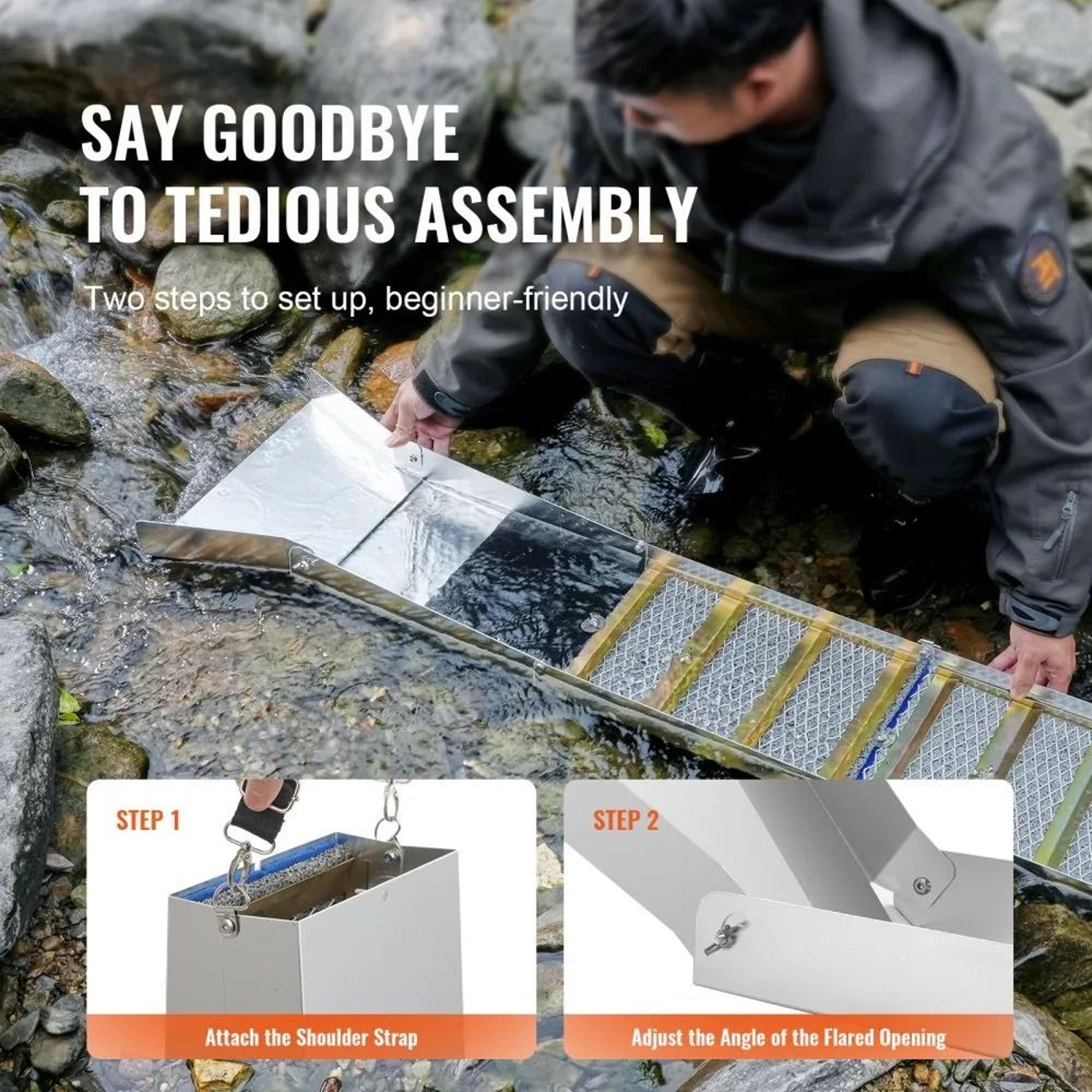 Gold Panning Kit 50 Inch Folding Sluice Box Gold Prospecting Equipment Set 2