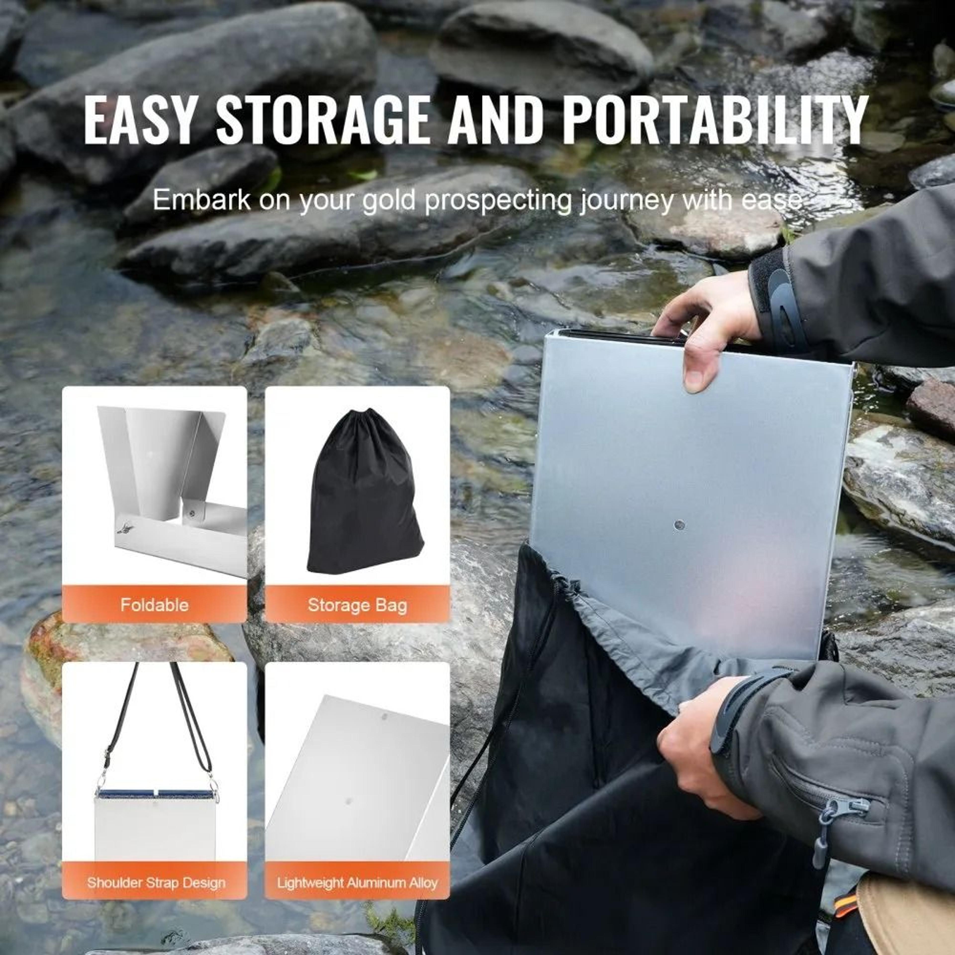 Gold Panning Kit 50 Inch Folding Sluice Box Gold Prospecting Equipment Set 3