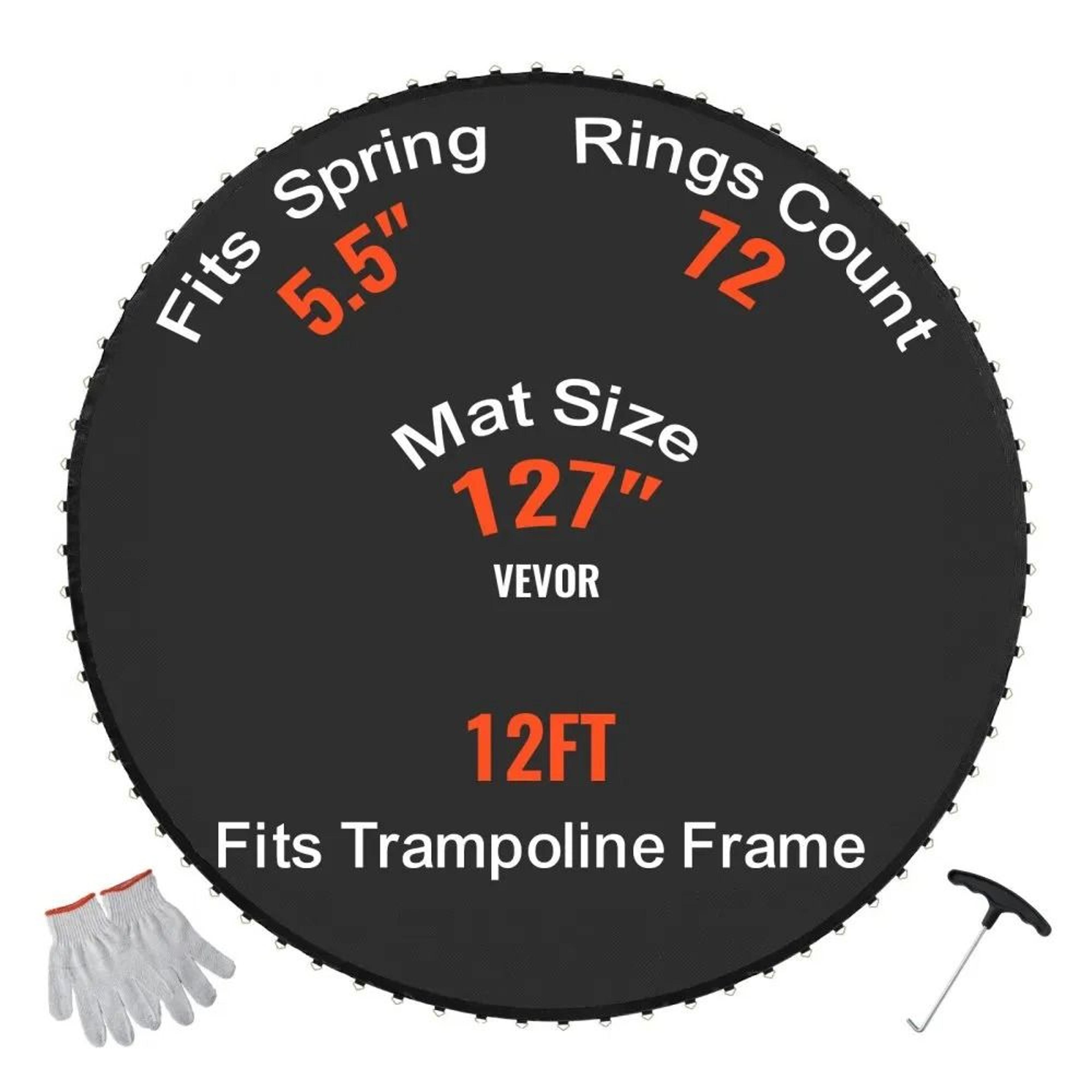 12ft replacement trampoline mat uv resistant jumping mat with 72 v rings and spring tool