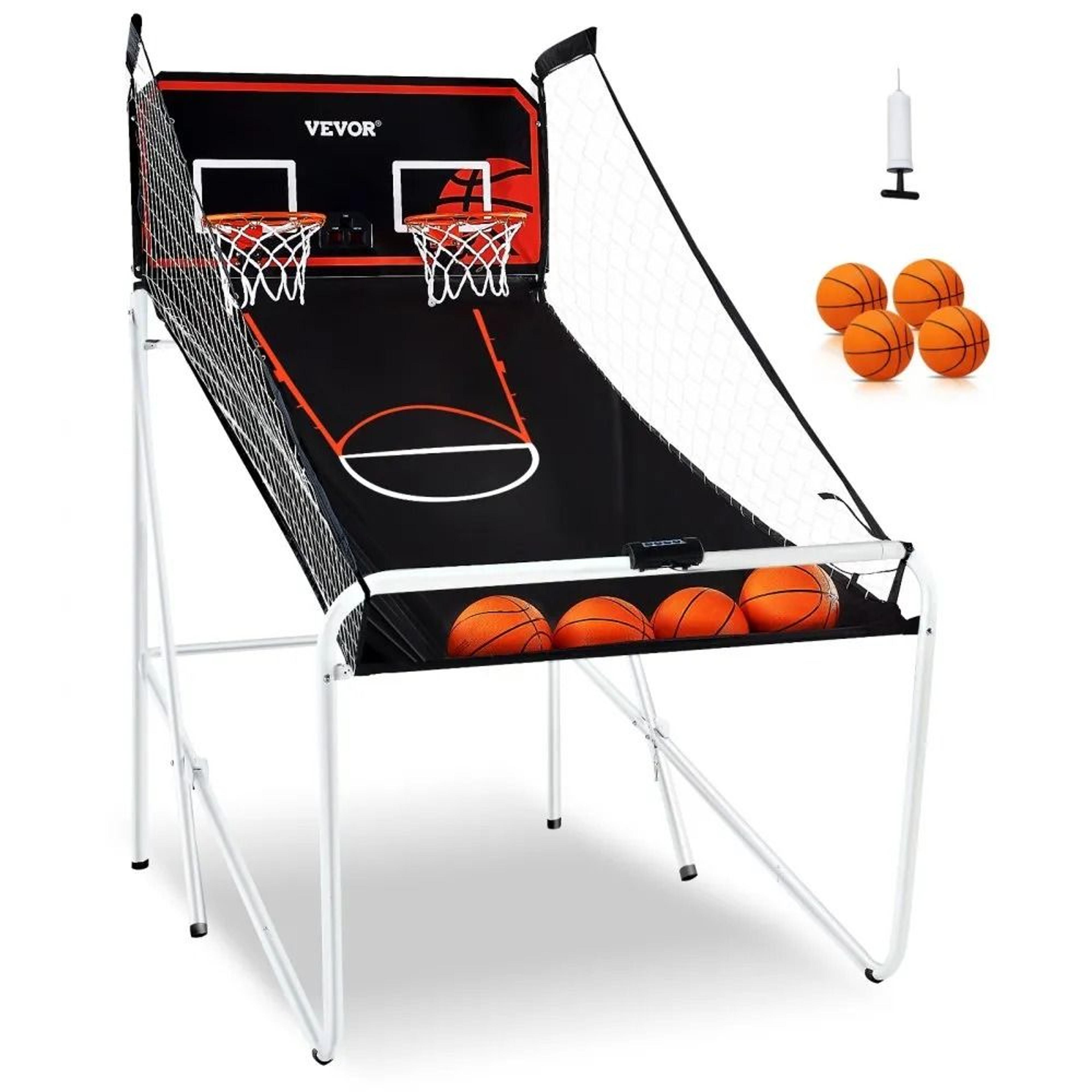 foldable basketball arcade game 2 player indoor hoop set with electronic scoreboard