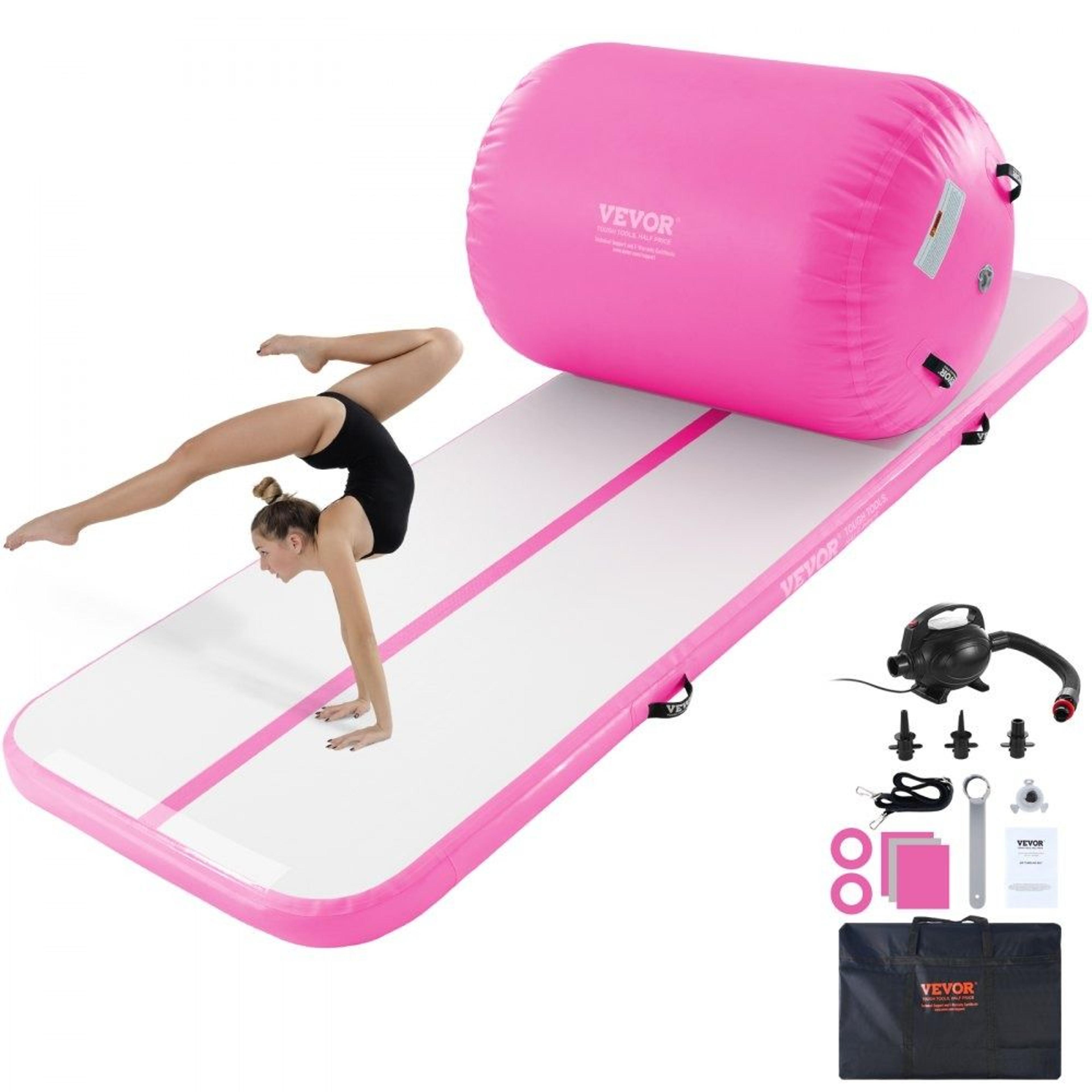 inflatable gymnastics air mat set with tumble track and air roller for training