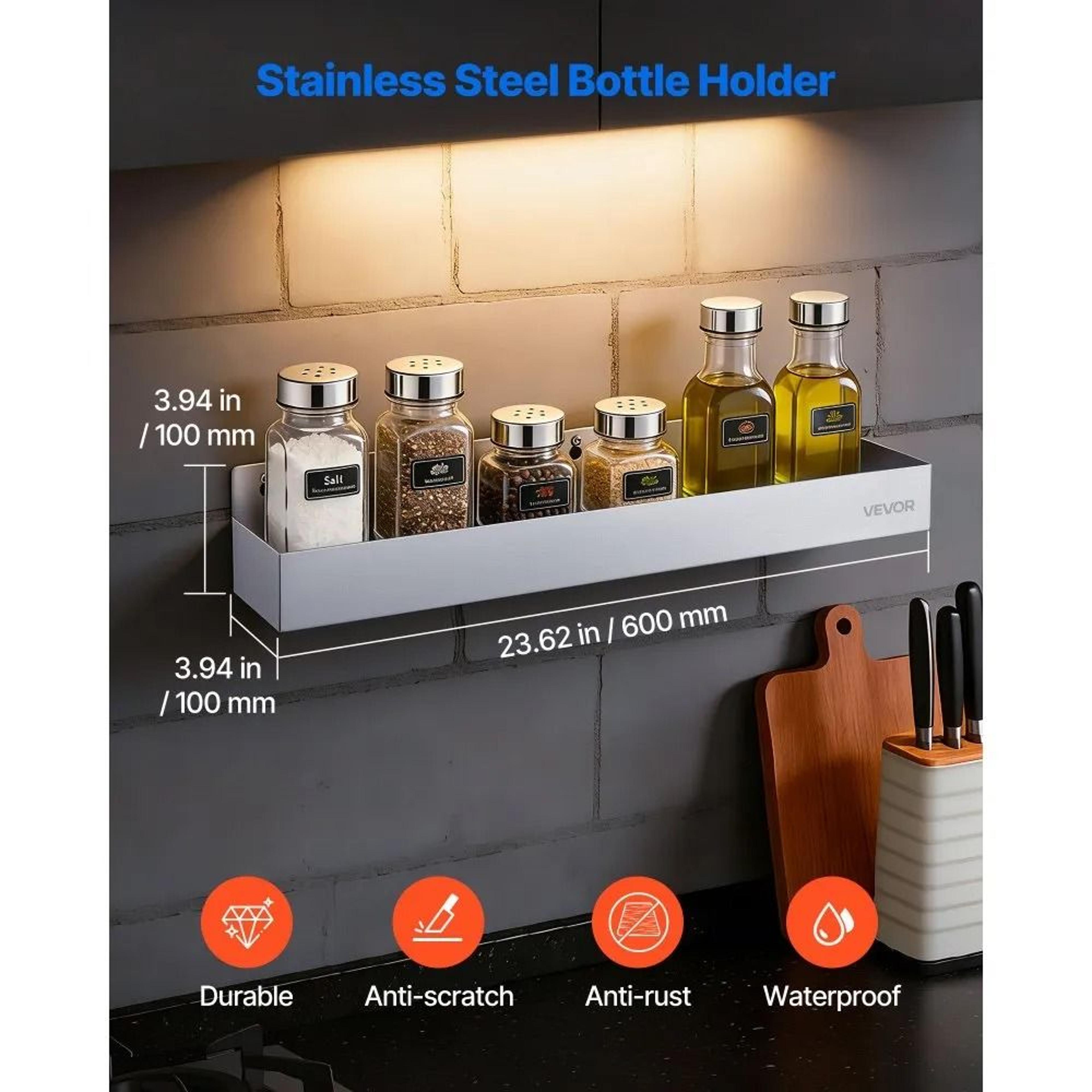 24 Inch Stainless Steel Bar Speed Rail Bottle Holder For Liquor Storage 2