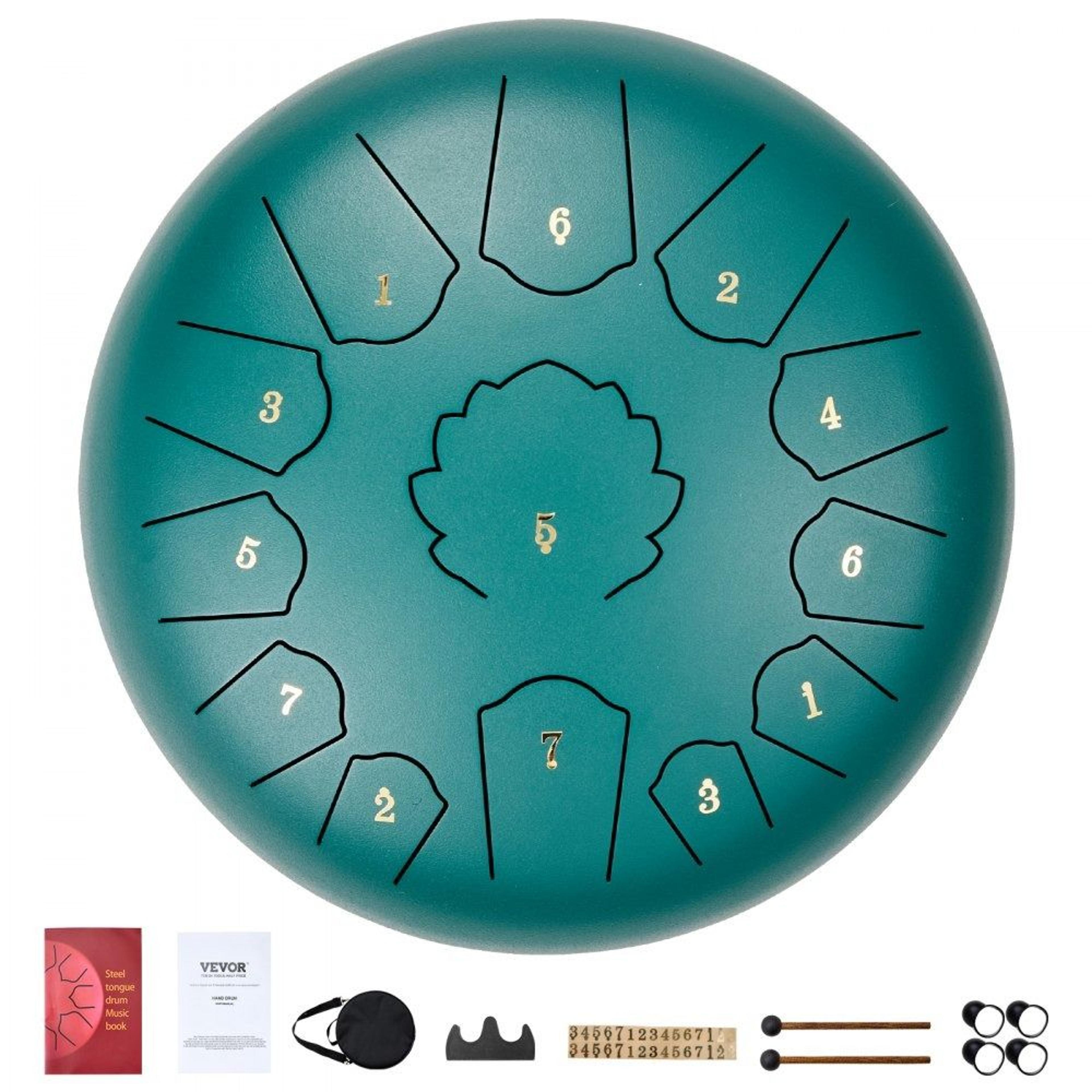 13 note steel tongue drum 12 inch c major hand pan drum with mallets and carry bag