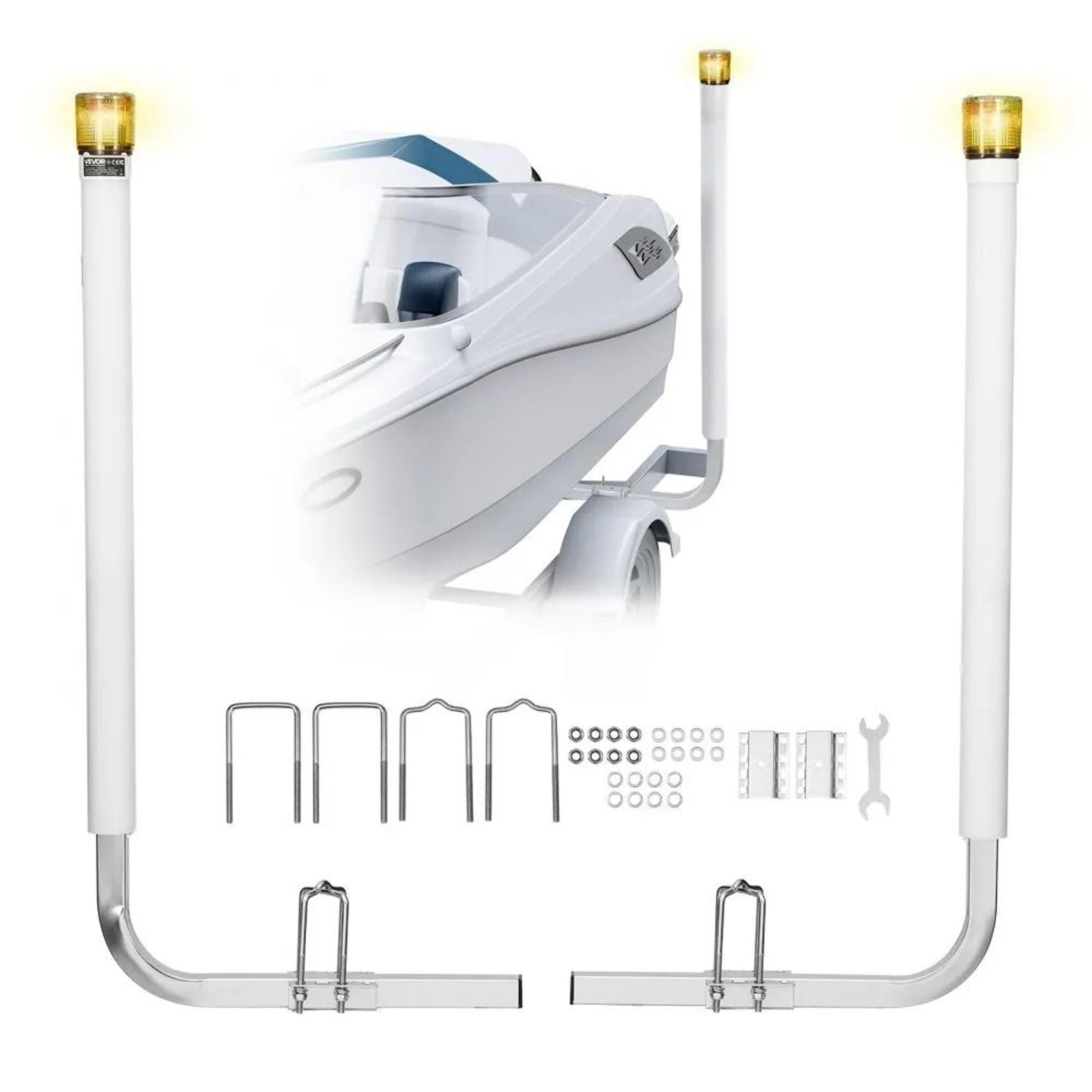 boat trailer guide 46 in adjustable steel guide ons with led light