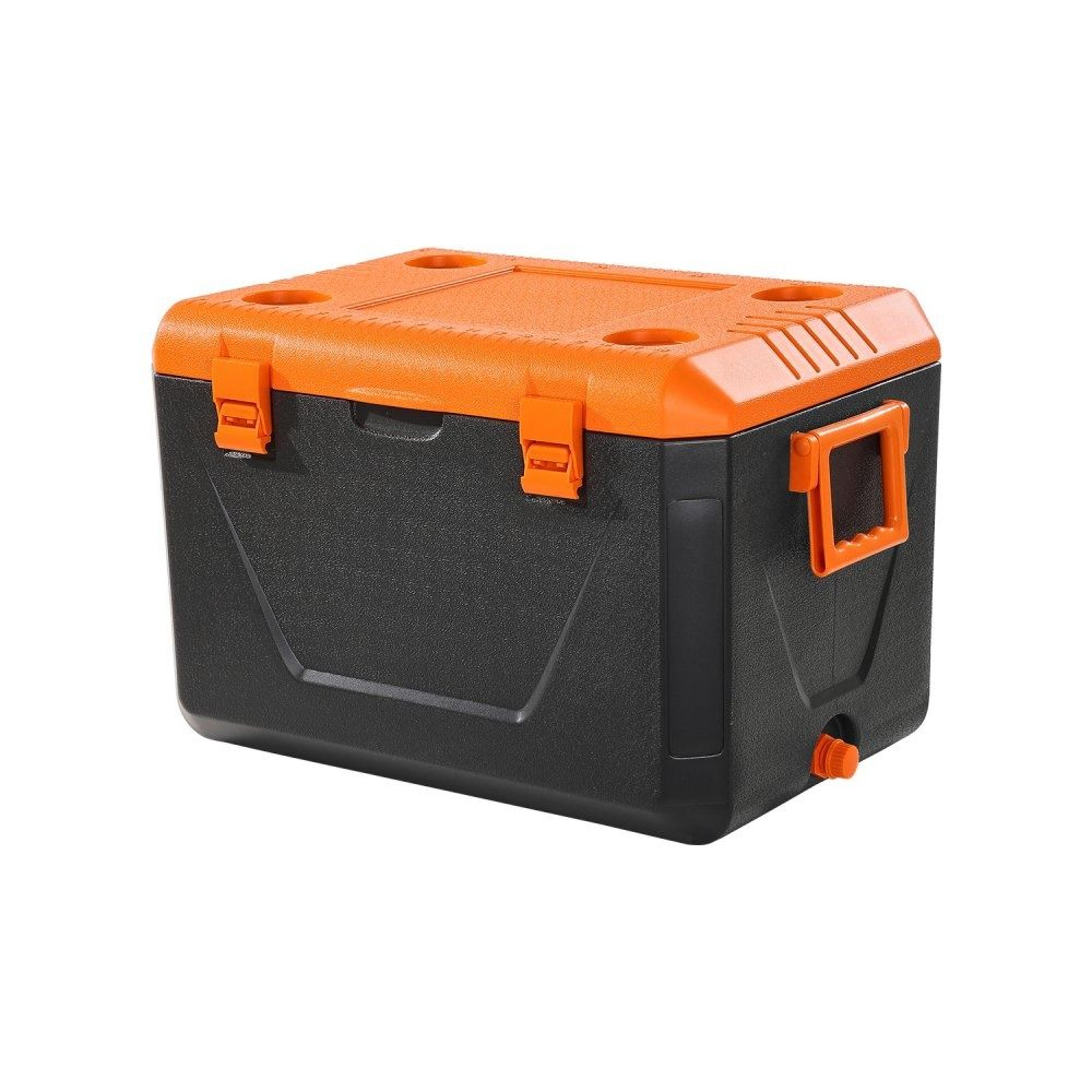 63 qt portable hard cooler with ice retention and cup holder for camping trips