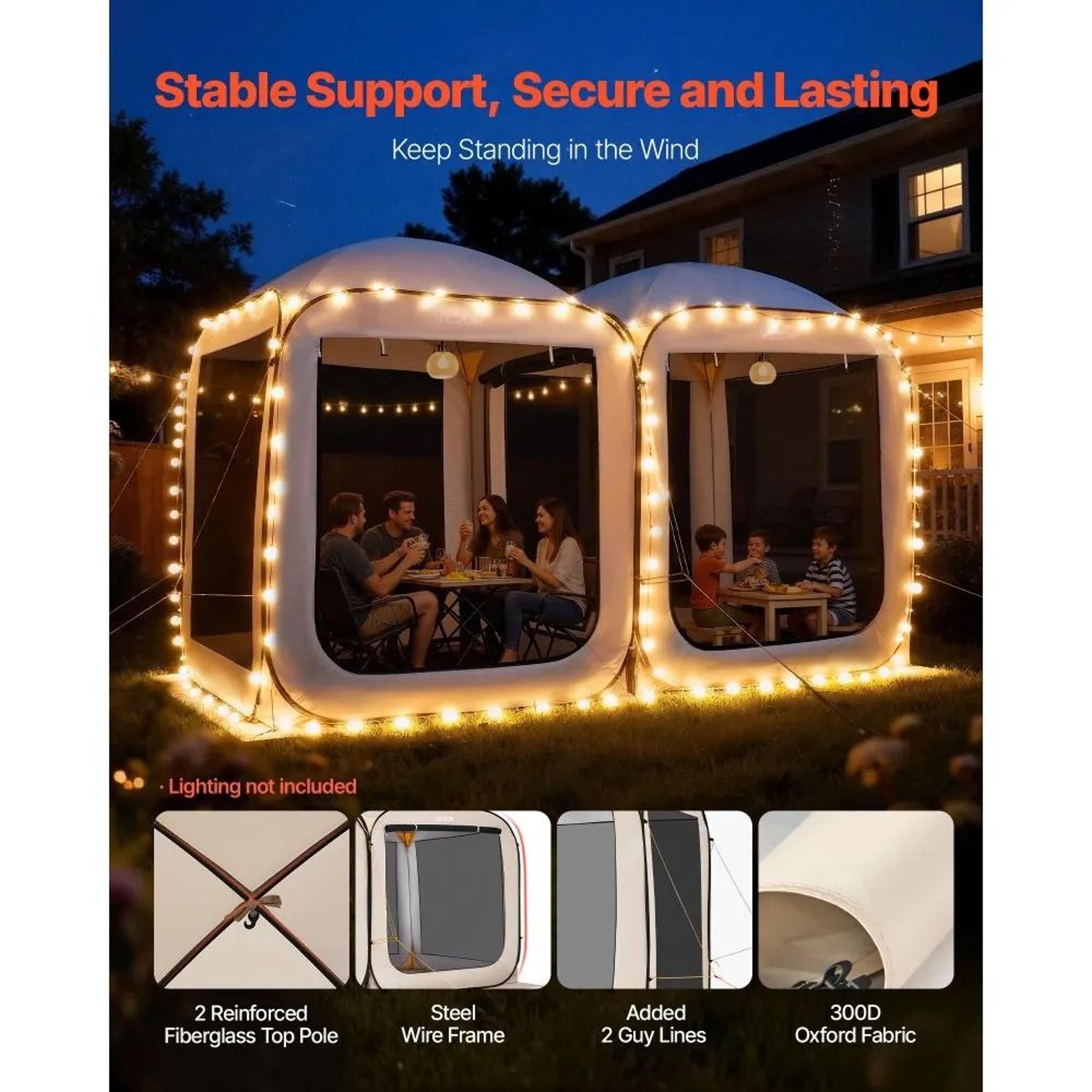 Screen House Tent 12x6 FT Portable Pop Up Screen Tent Outdoor Canopy 3