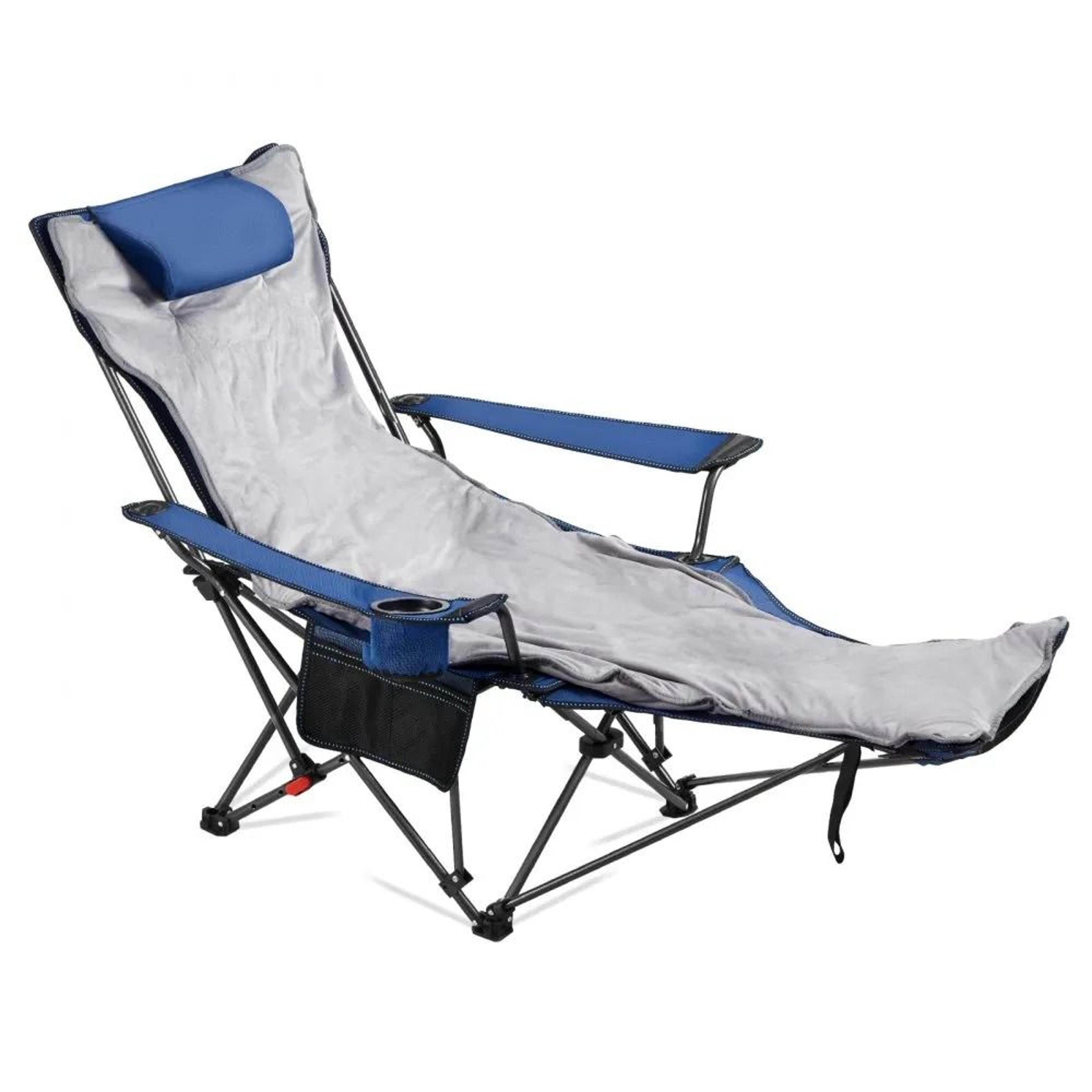 reclining camping chair portable folding lounger with footrest and adjustable recline
