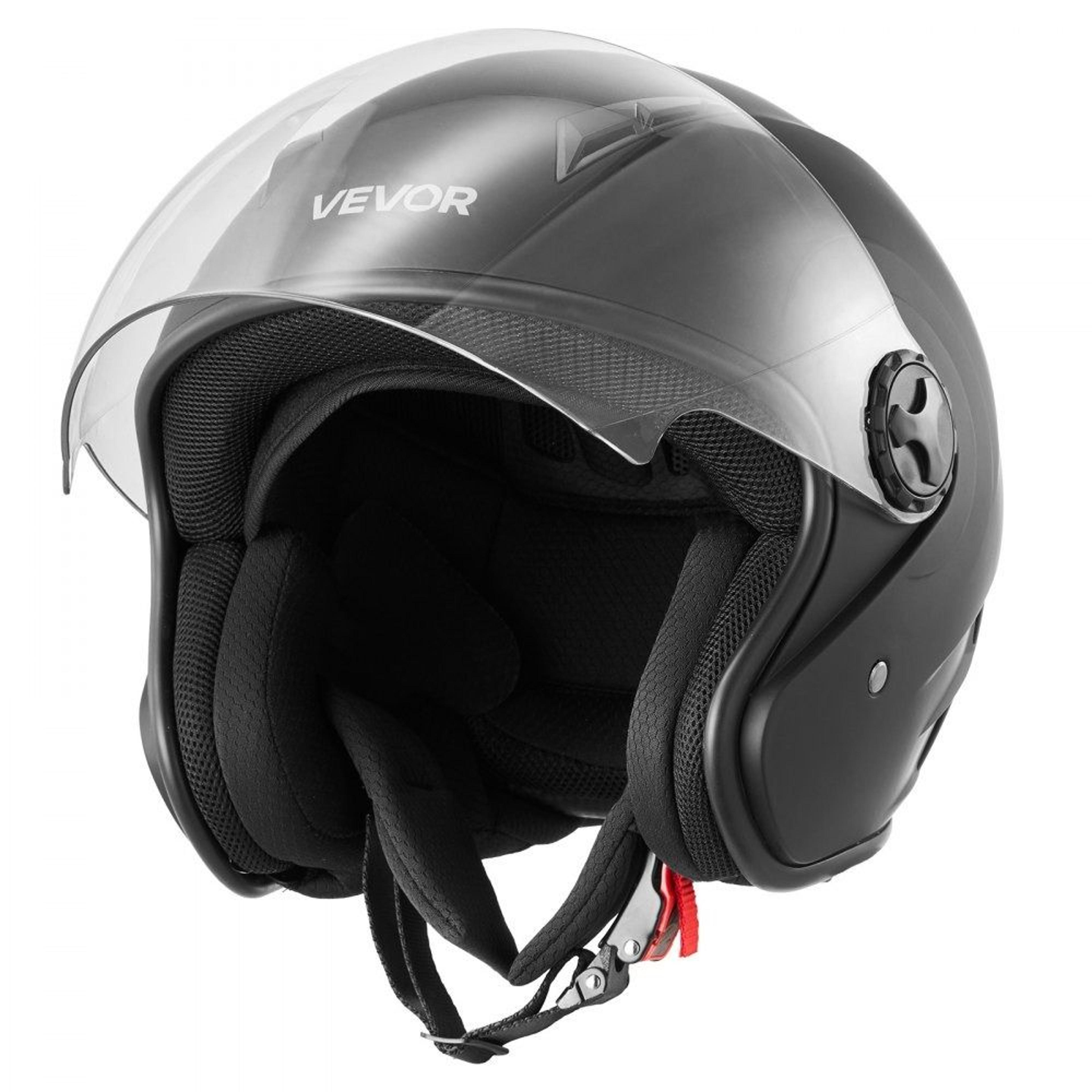 dot approved open face motorcycle helmet with clear visor and washable liner