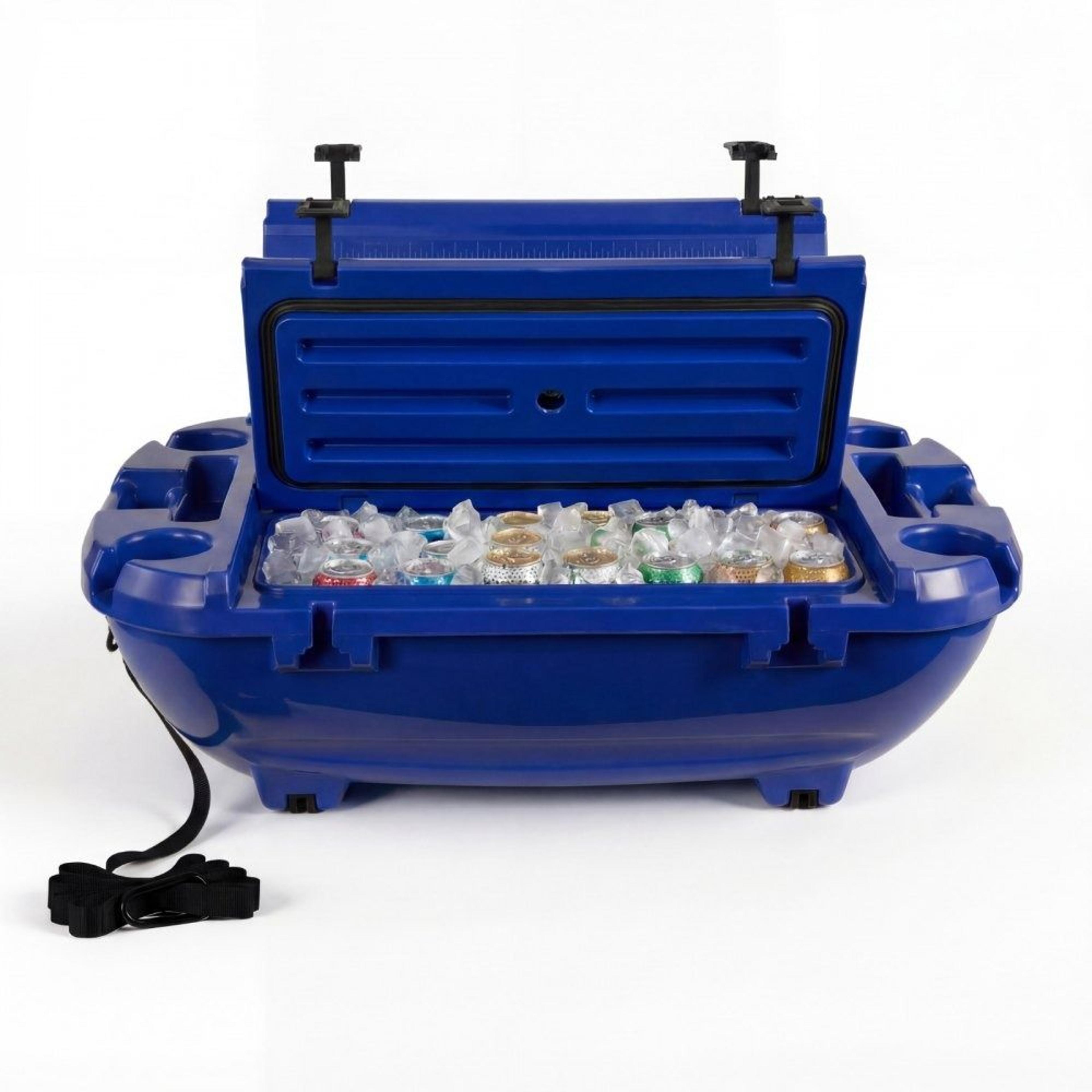 40 qt floating cooler ice chest with tow rope and dry storage for boating, pool and beach trips