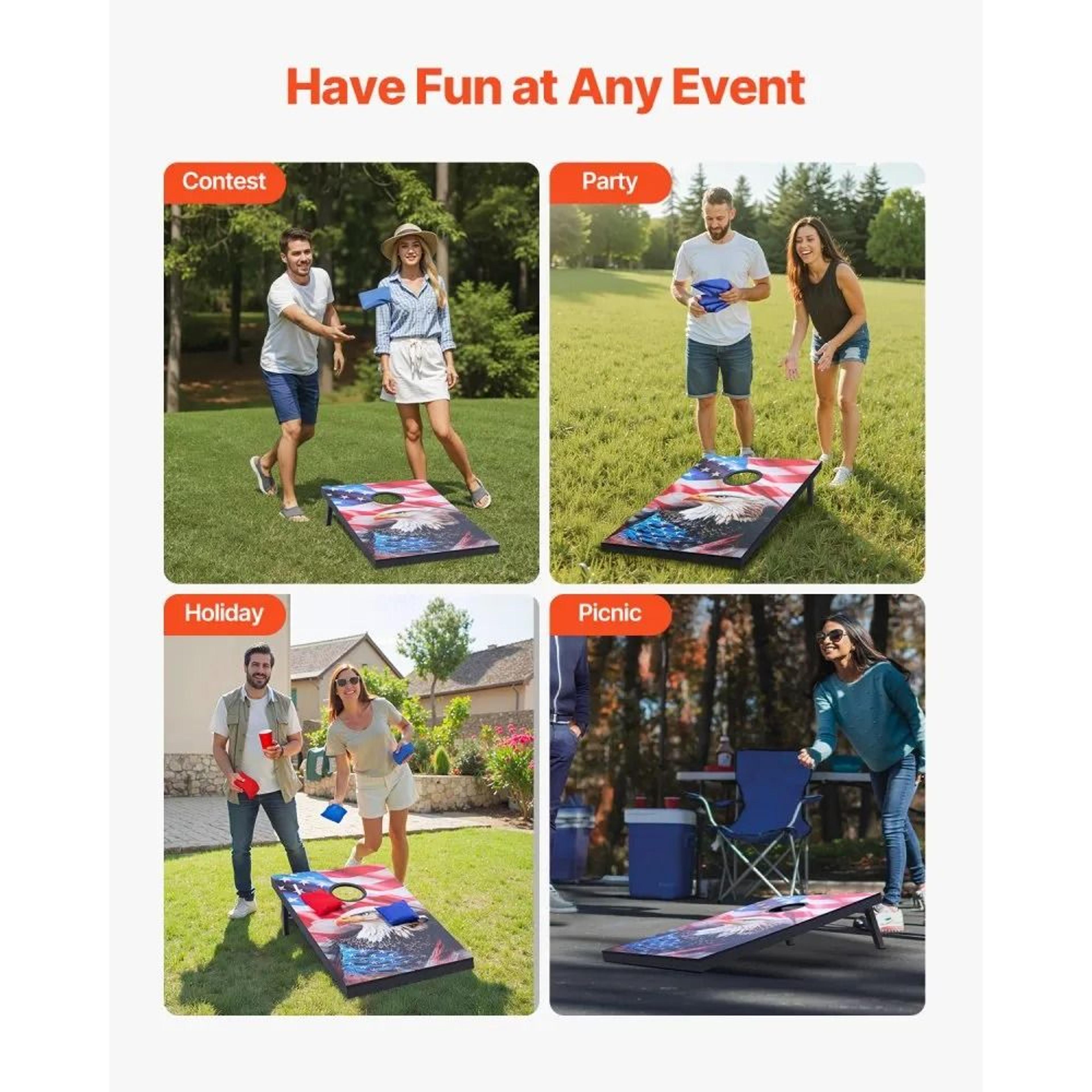 Portable Cornhole Set 3x2 Ft Outdoor Toss Game Boards With Bean Bags And Carry Case 5
