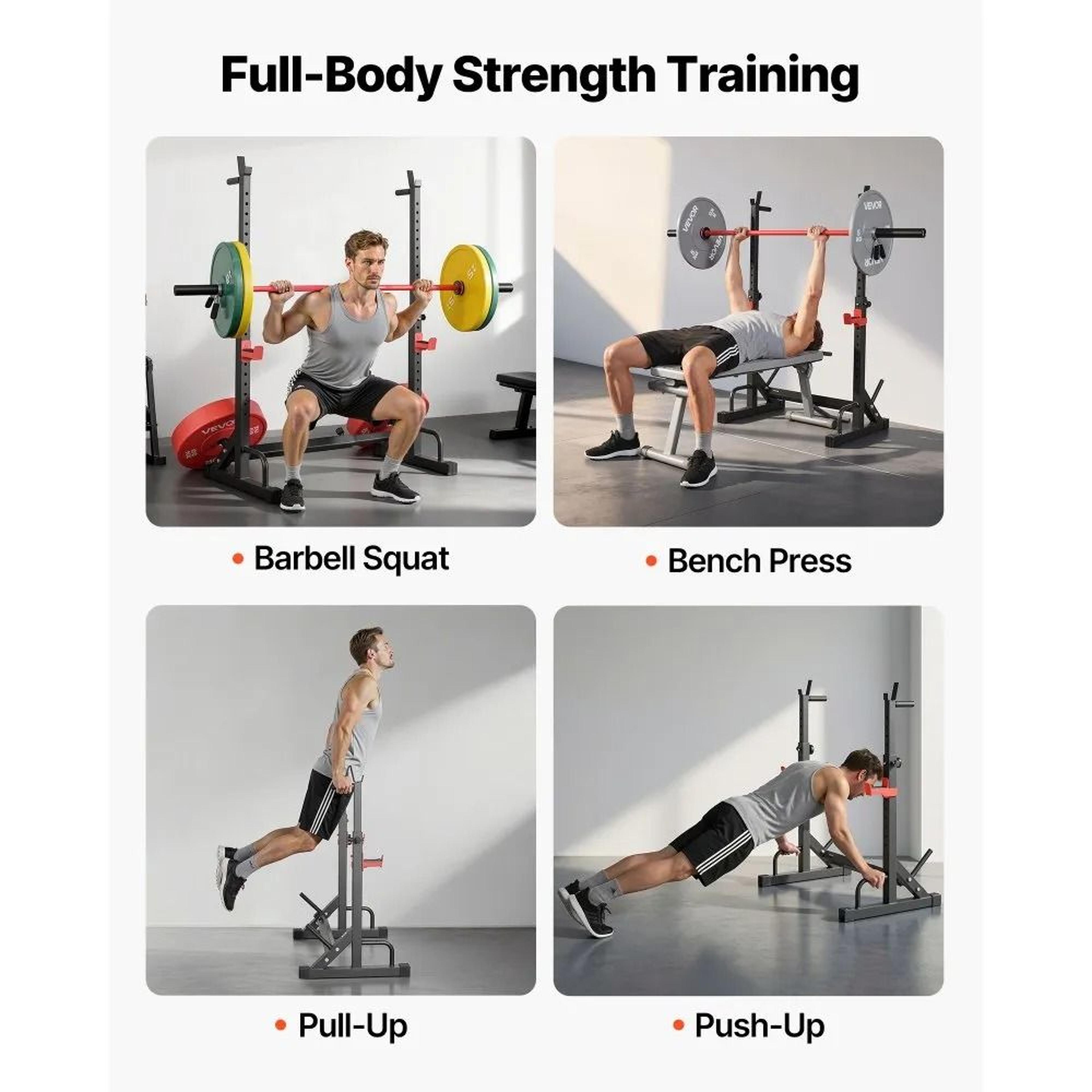 Adjustable Power Cage Squat Rack Home Gym Strength Training Equipment 6