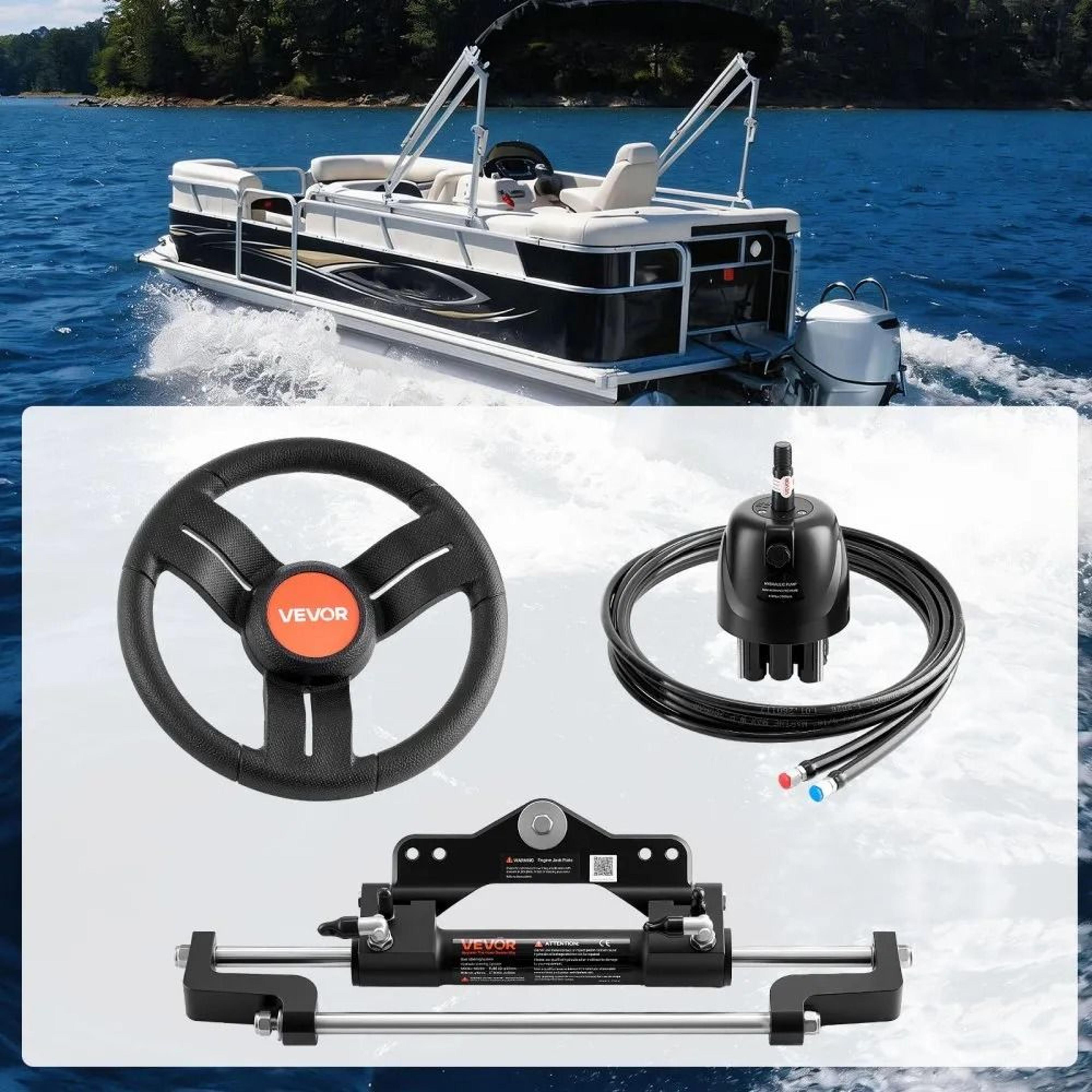 Outboard Hydraulic Steering Kit 200 HP Marine Boat Steering System With Helm Pump 6