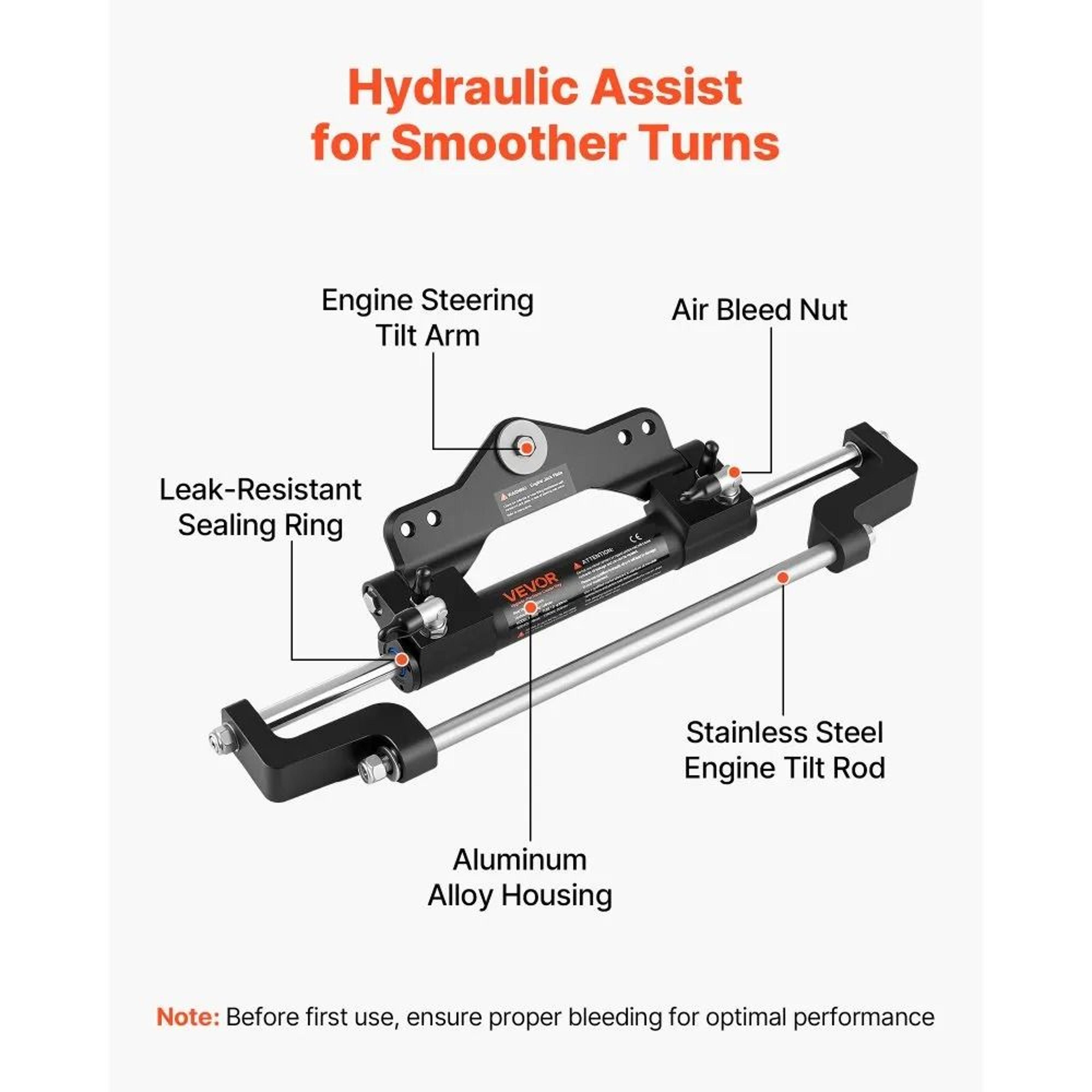 Outboard Hydraulic Steering Kit 200 HP Marine Boat Steering System With Helm Pump 4