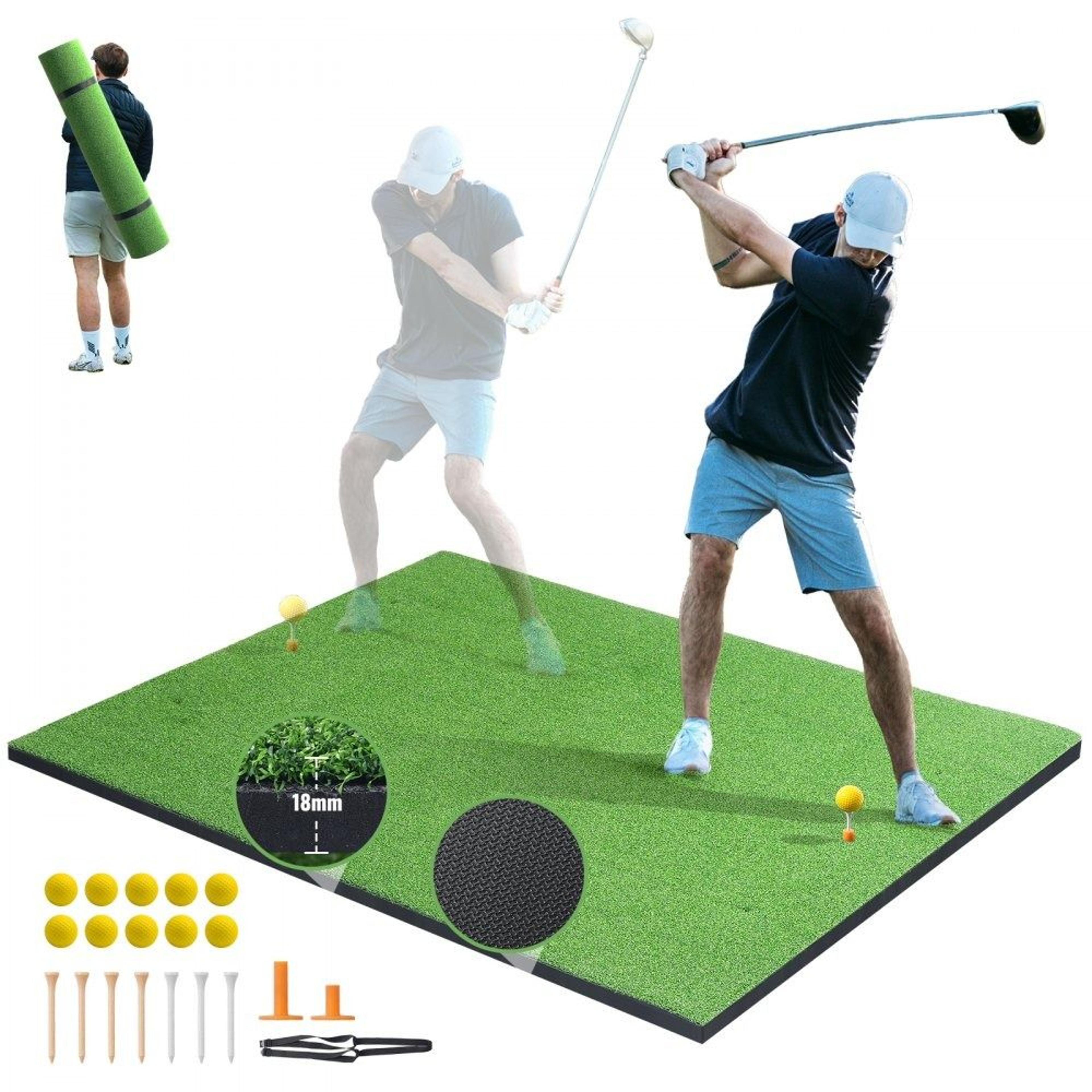 5x4ft golf hitting mat with balls and tees for indoor outdoor practice