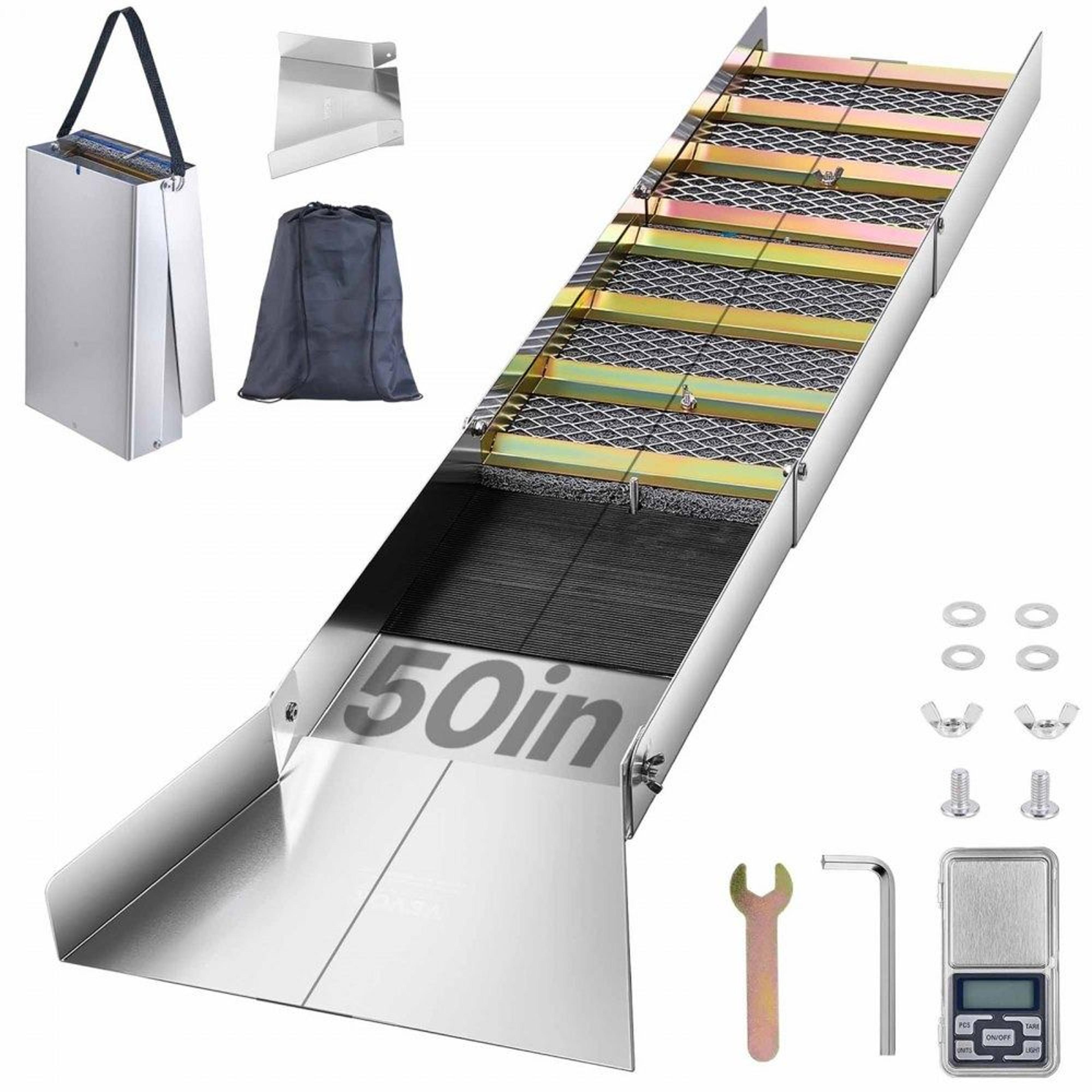 50 inch folding aluminum alloy gold sluice box portable prospecting equipment