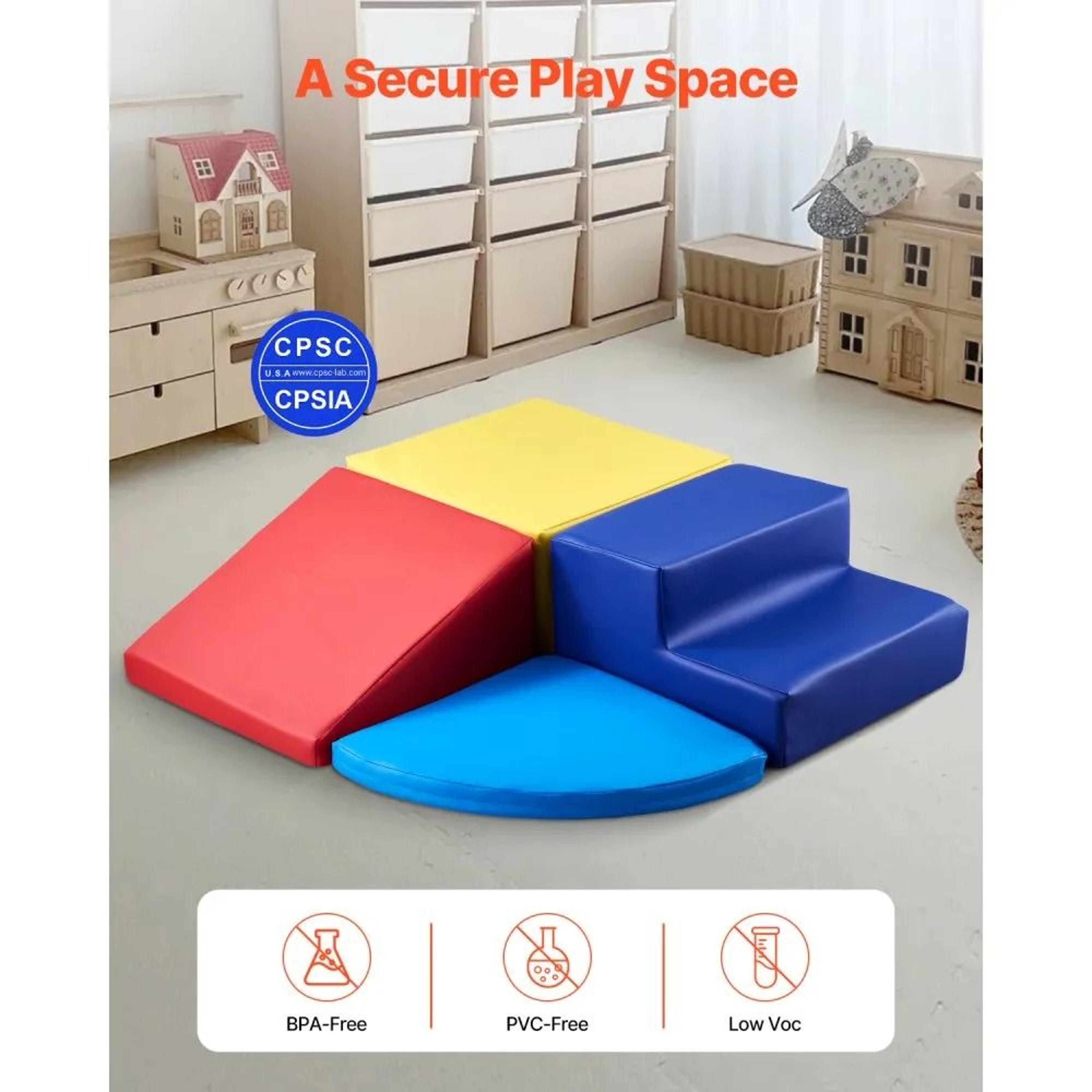 Toddler Foam Climbing Blocks Set 4 Piece Indoor Playset For Early Learning 3