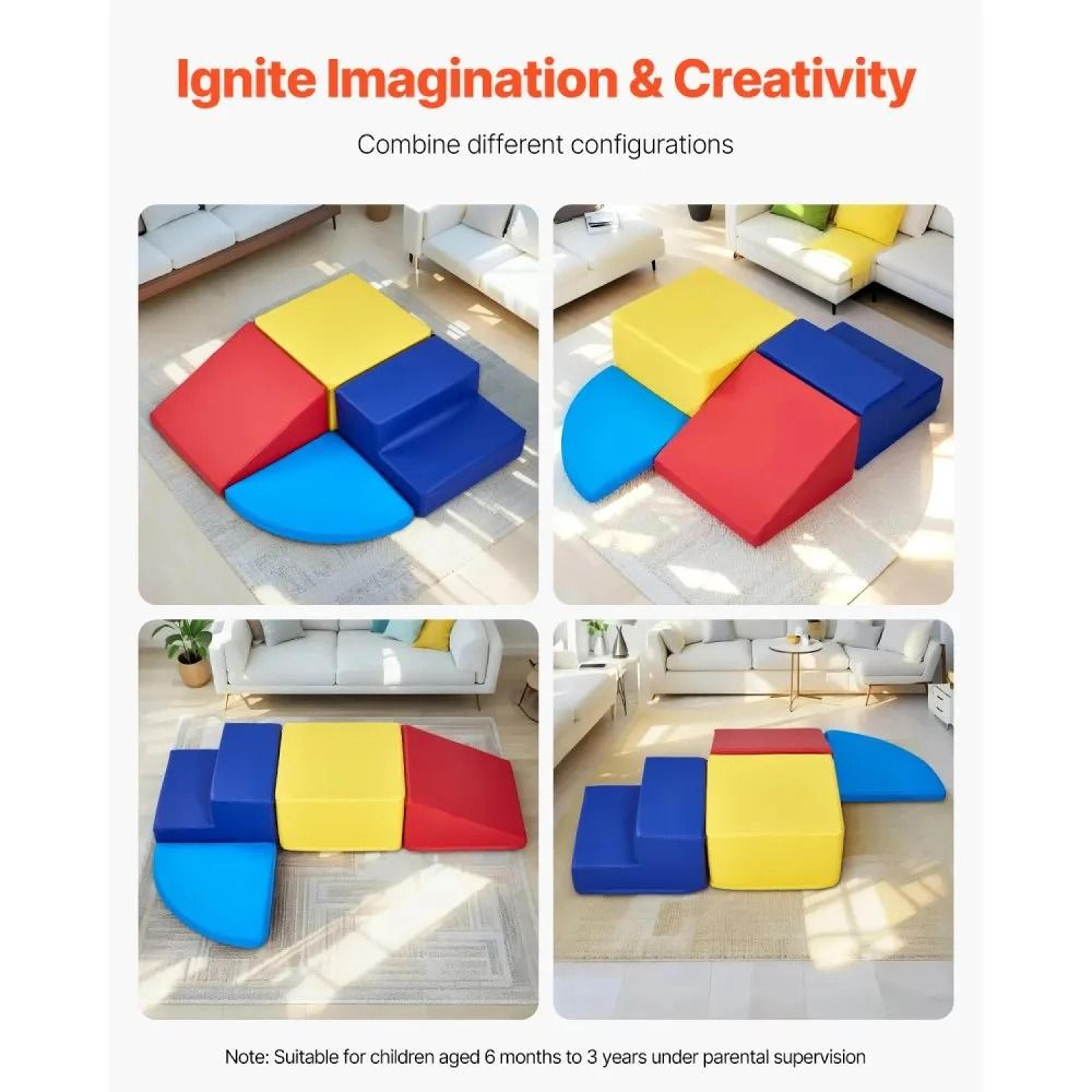 Toddler Foam Climbing Blocks Set 4 Piece Indoor Playset For Early Learning 5