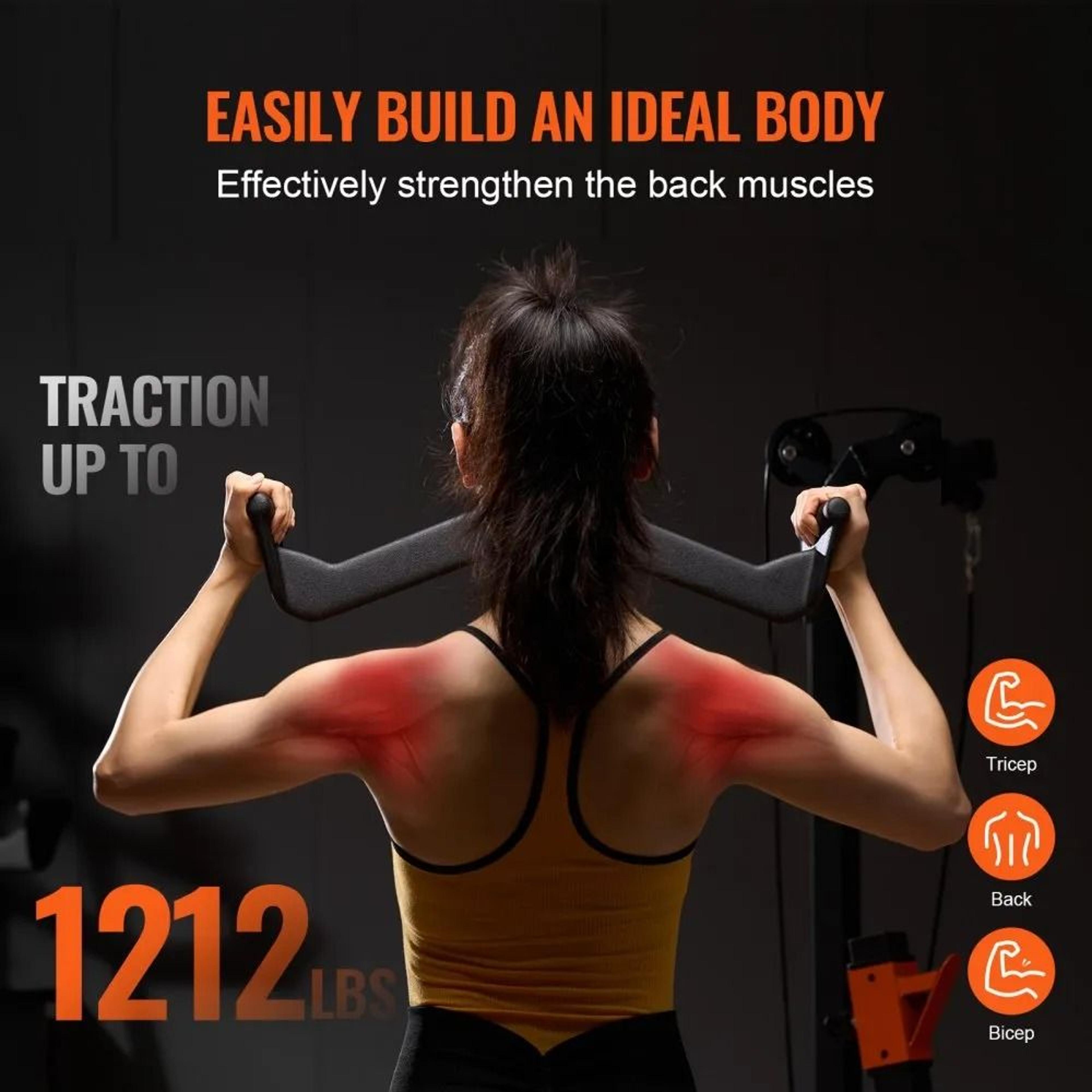 Lat Pulldown Attachment Set Cable Machine Bar Handles For Home Gym Strength Training 2