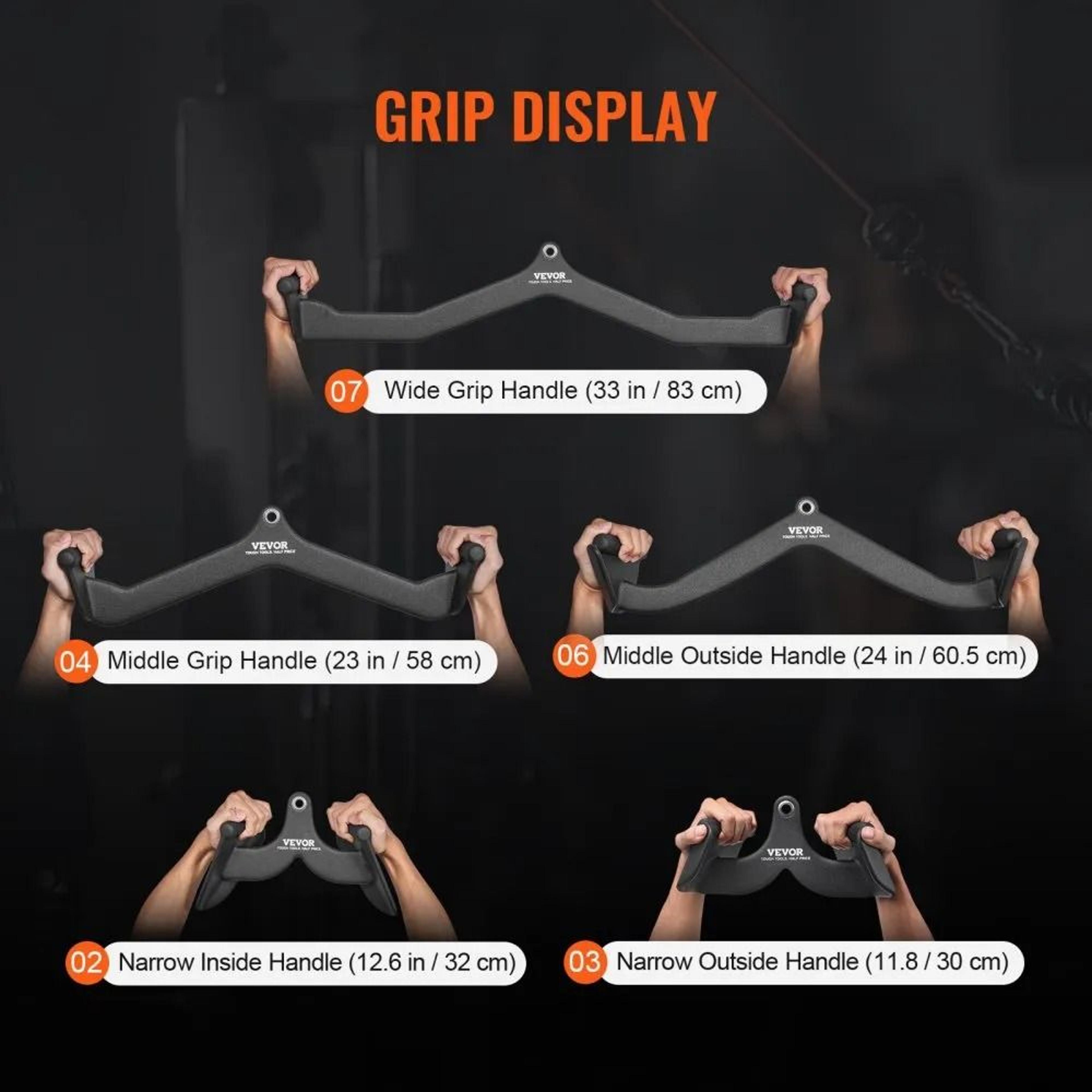 Lat Pulldown Attachment Set Cable Machine Bar Handles For Home Gym Strength Training 4
