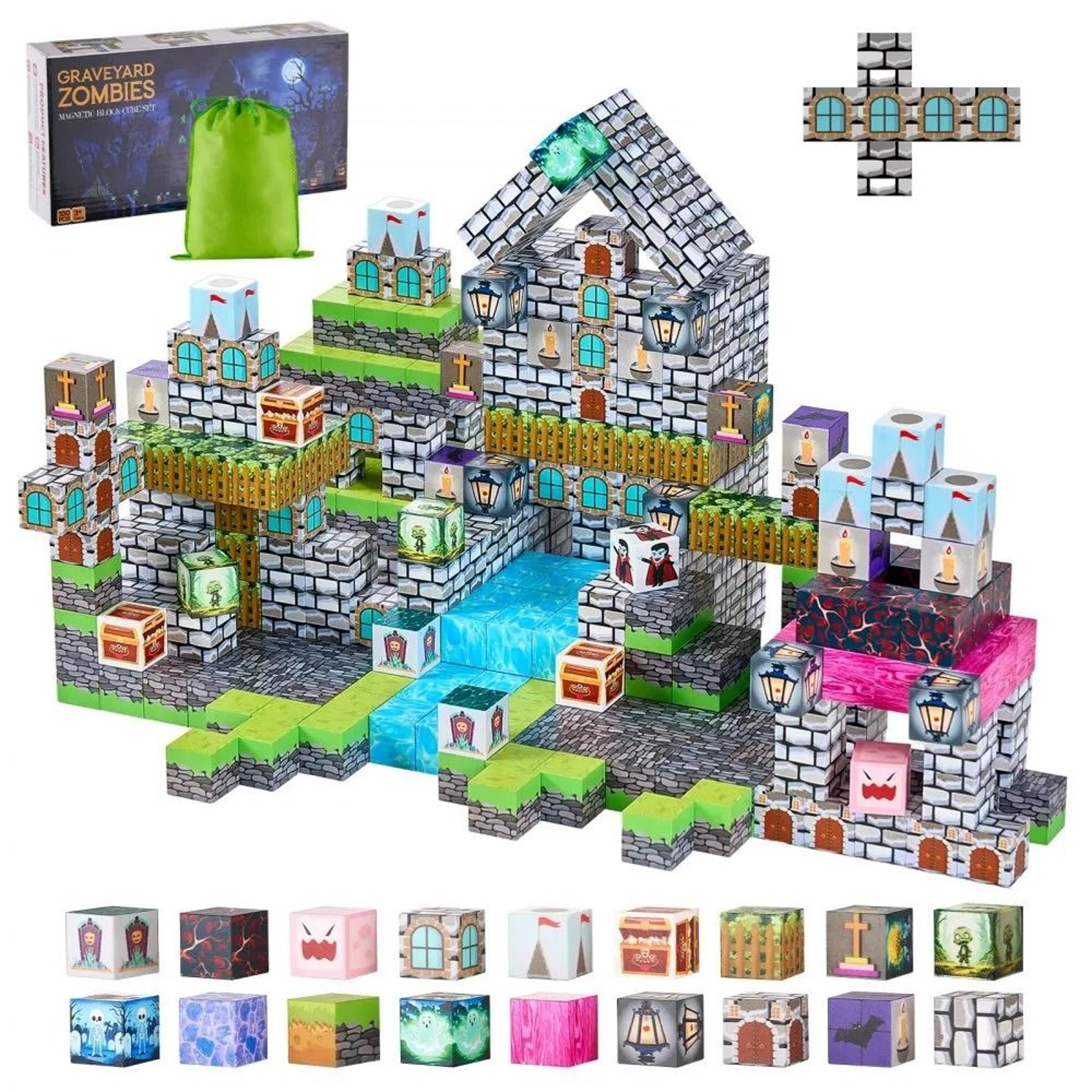 magnetic building blocks 100 pcs zombie cemetery set stem construction toy for kids
