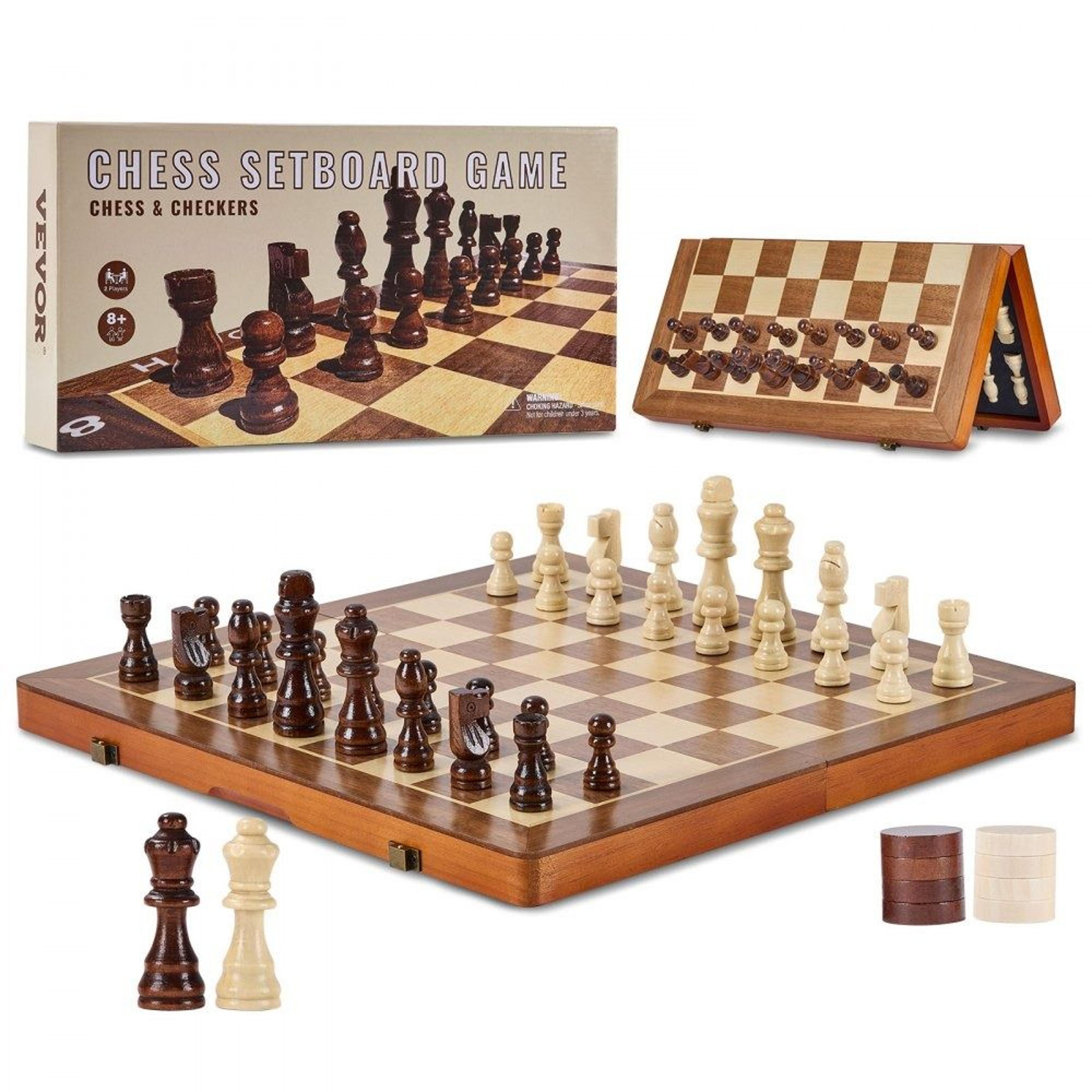 magnetic wooden chess set 15 inch foldable chess and checkers game board for kids adults