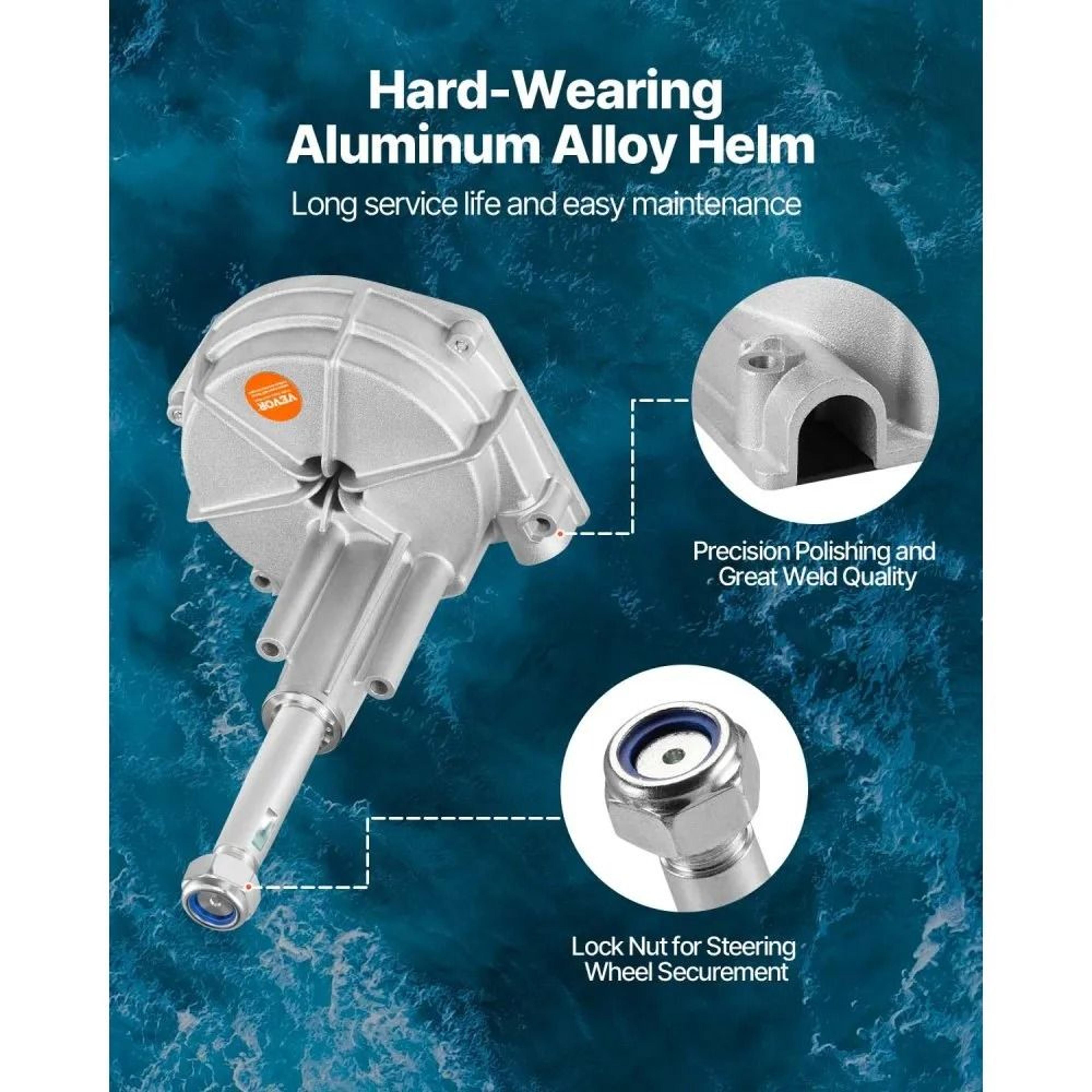 Outboard Rotary Boat Steering System SS13715 With 15ft Cable And 13 Inch Wheel 3