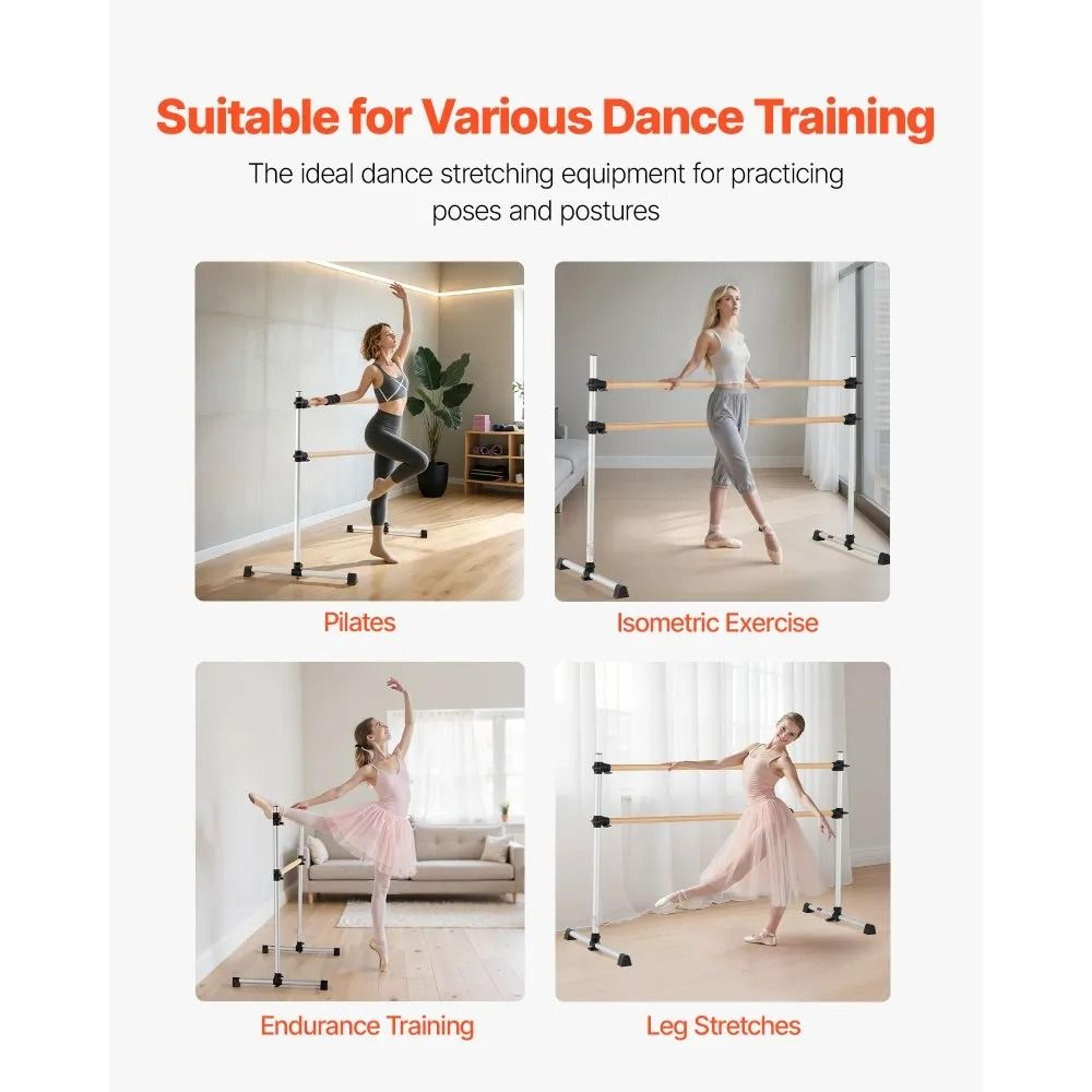 6 Ft Adjustable Ballet Barre Freestanding Dance Bar For Home Fitness 3