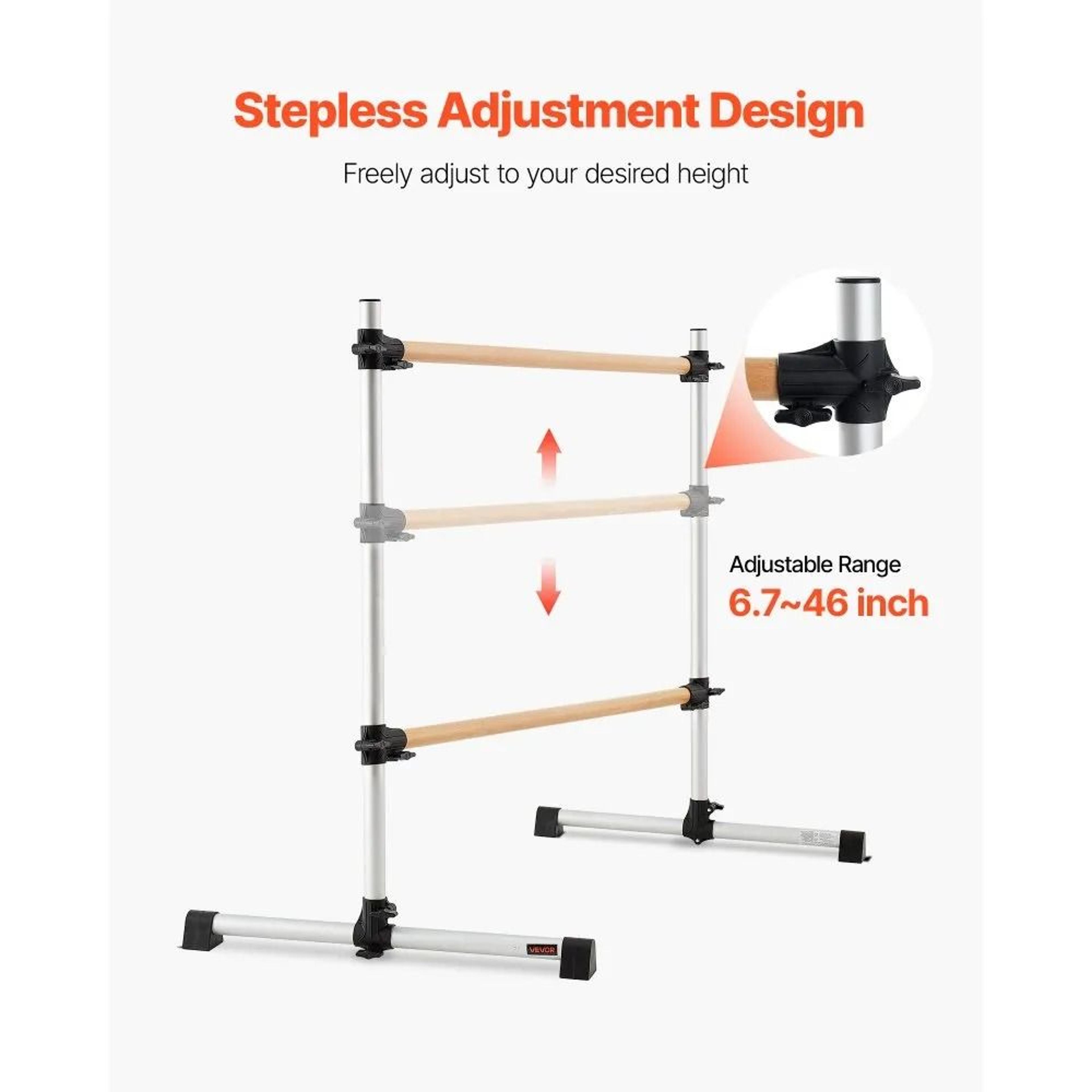 6 Ft Adjustable Ballet Barre Freestanding Dance Bar For Home Fitness 4