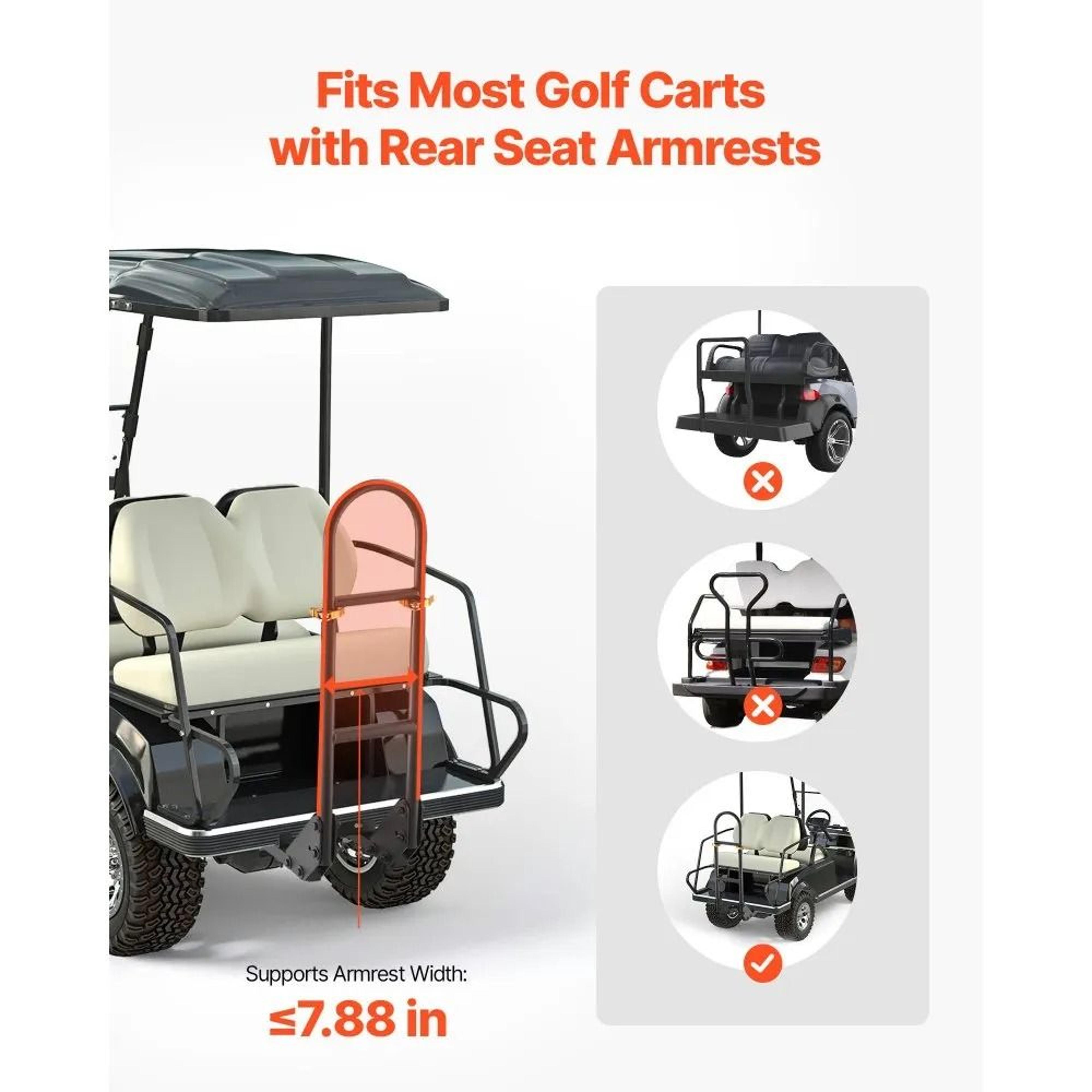 Golf Cart Rear Seat Bag Holder Heavy Duty Steel Storage Bracket 6