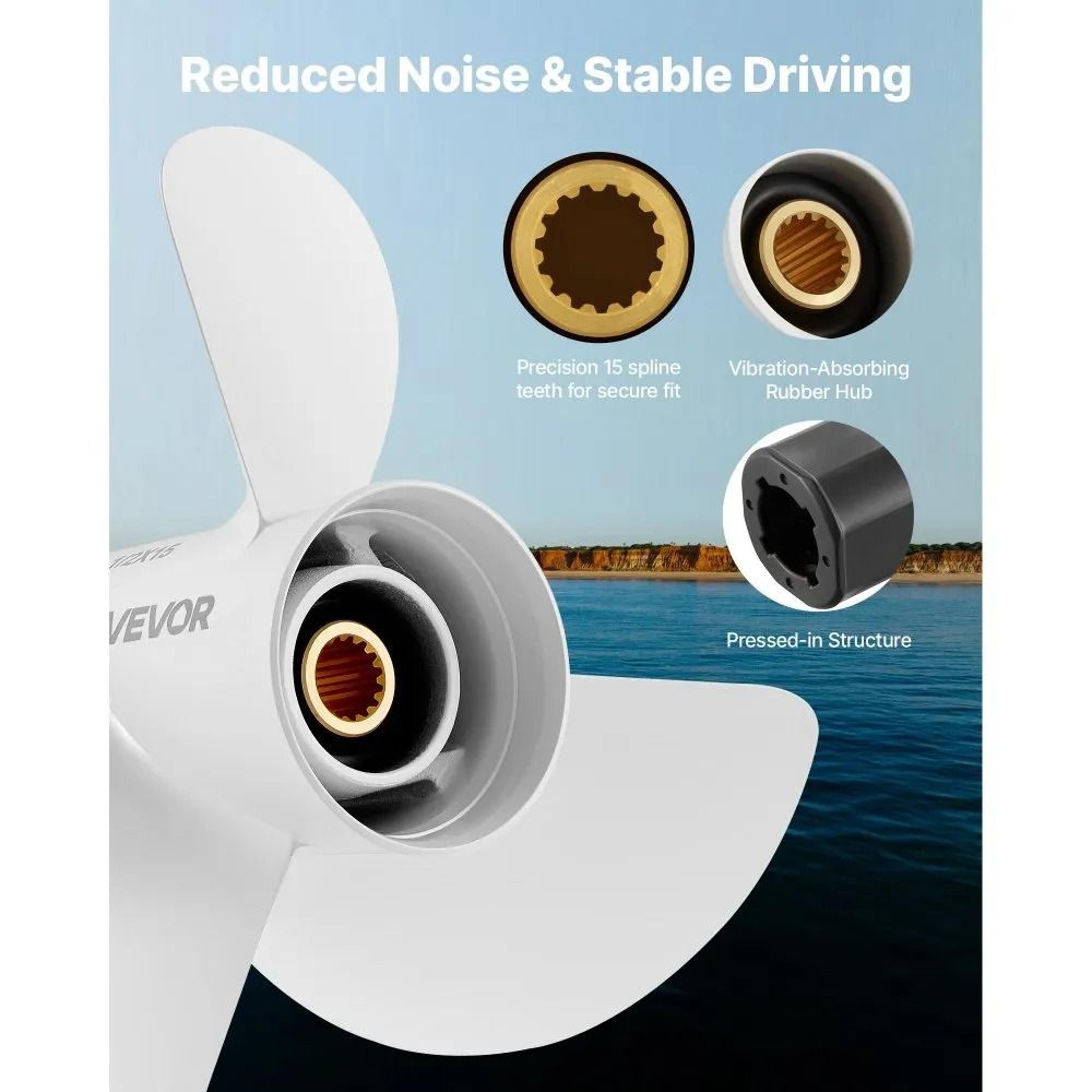 3 Blade Outboard Propeller For Yamaha 60130 HP Aluminum Boat Motor 1