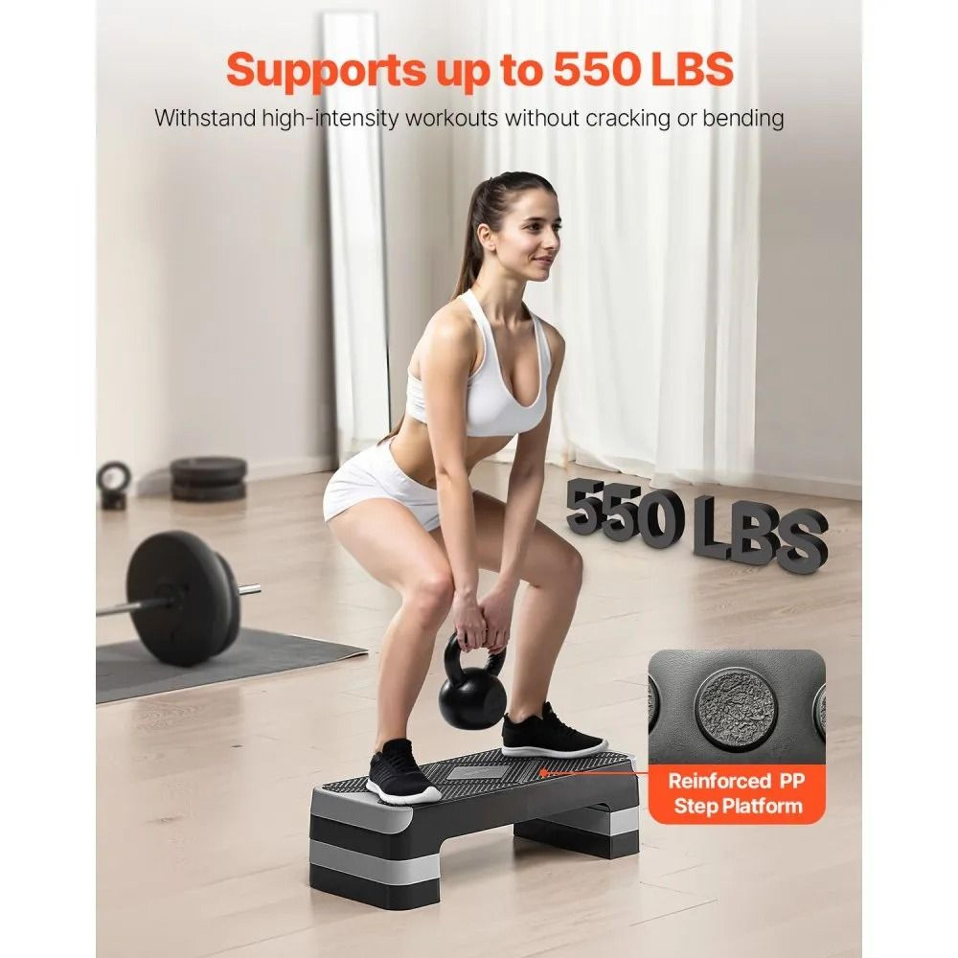 Adjustable Aerobic Step Platform 28 Inch Workout Stepper With Risers 1