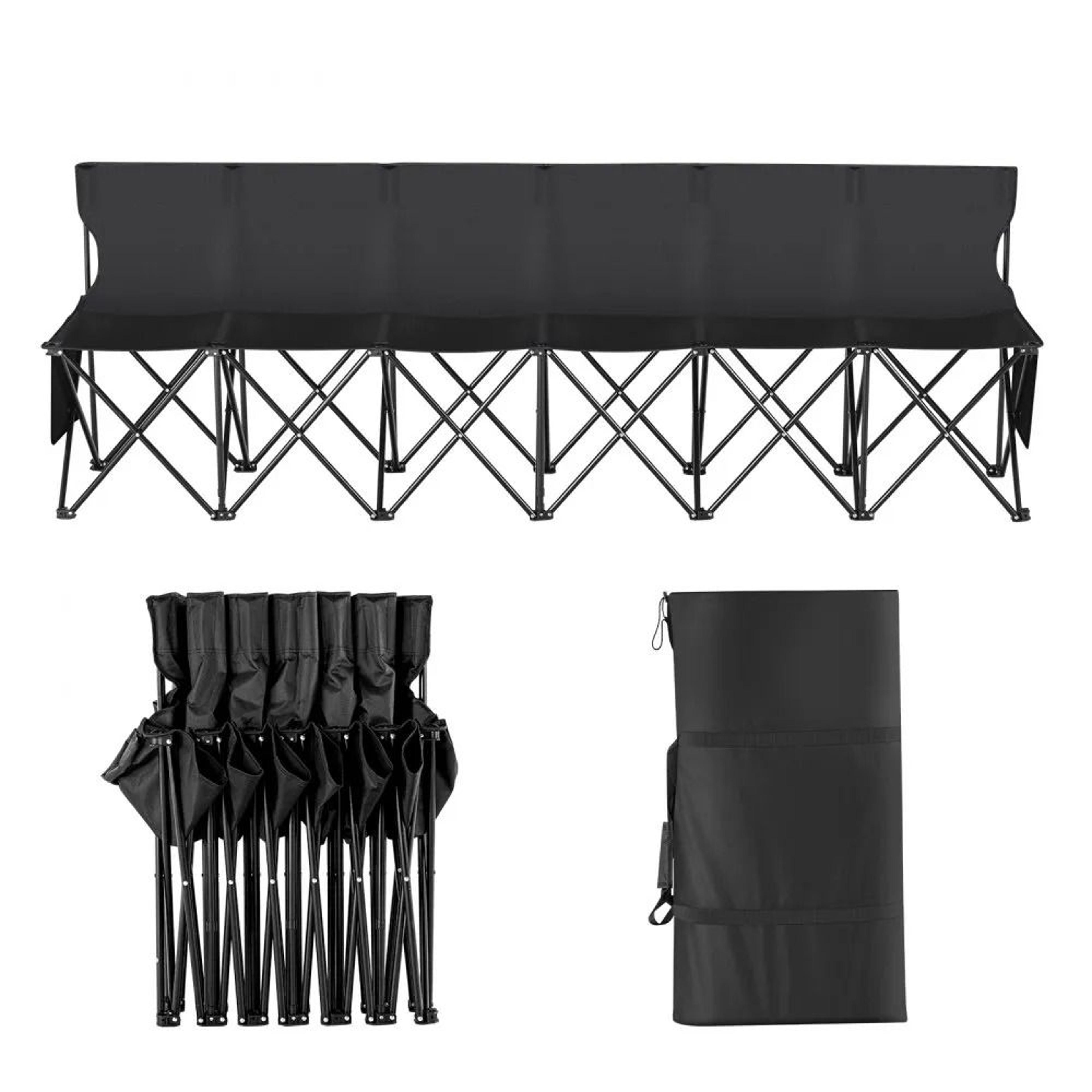 6 seat portable folding sports bench with carry bag for soccer camping and outdoor events