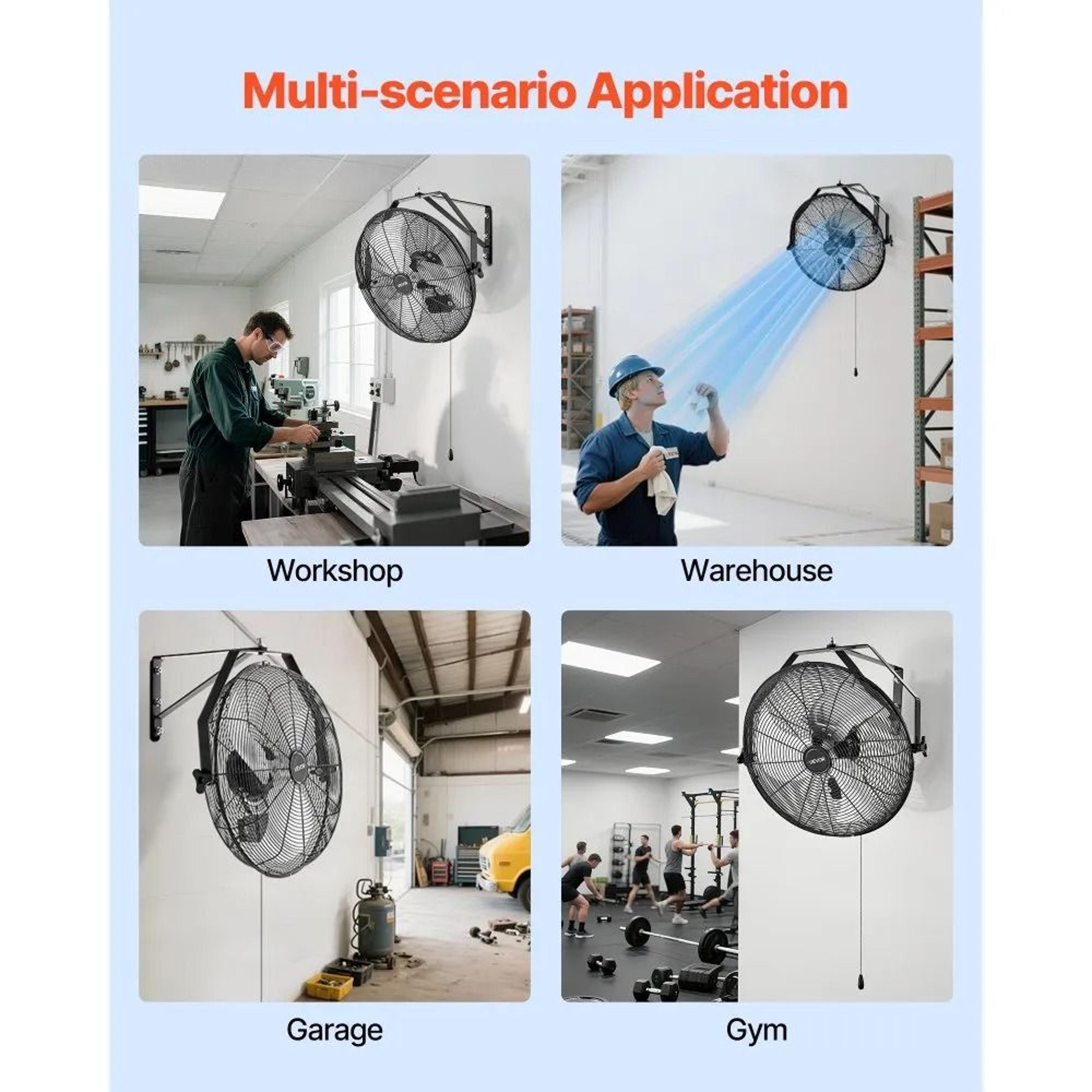 18 Inch Industrial Wall Mount Fan High Velocity 4000 CFM Garage Workshop Cooling Fan 5