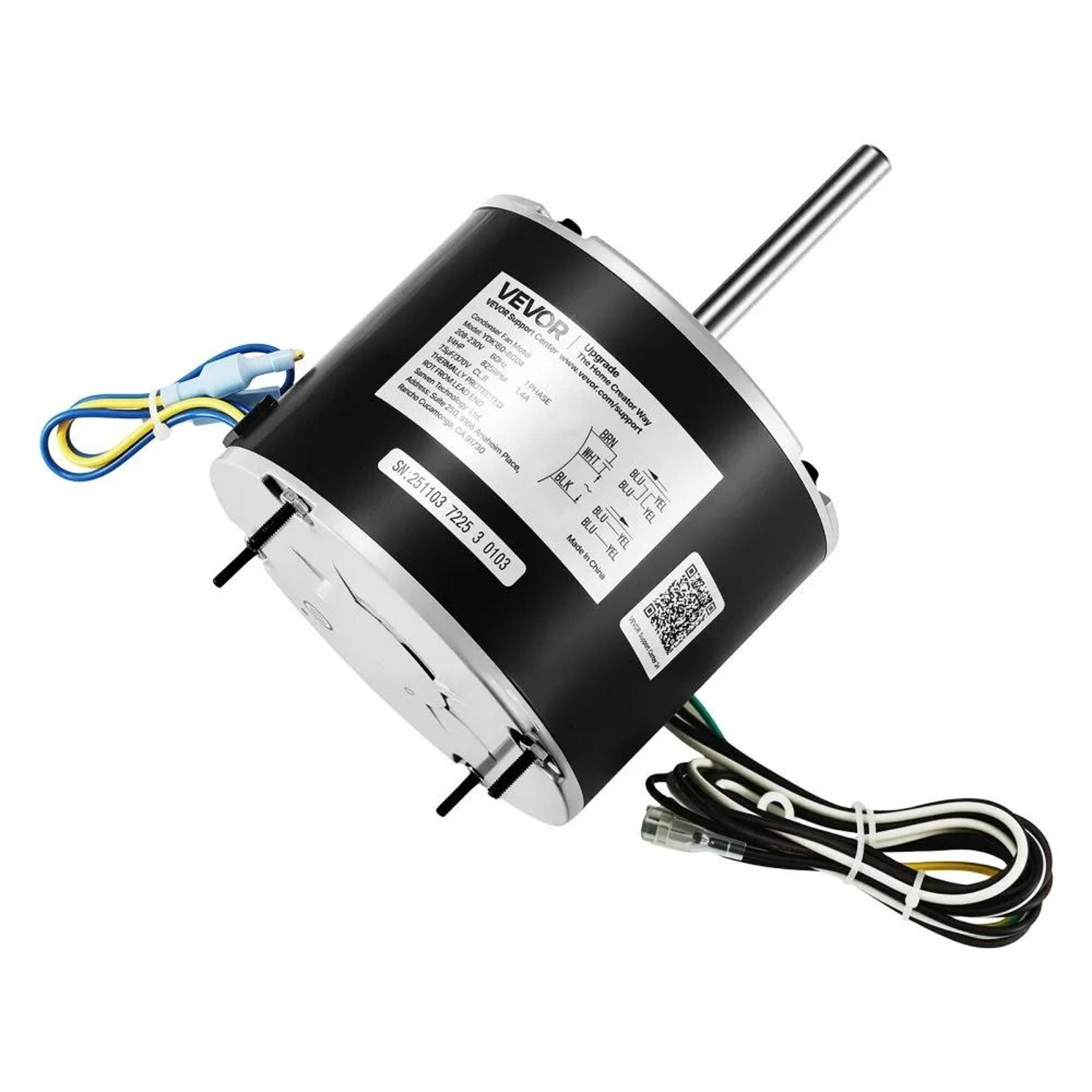 Condenser Fan Motor 14HP 825RPM 208230V With Capacitor 8