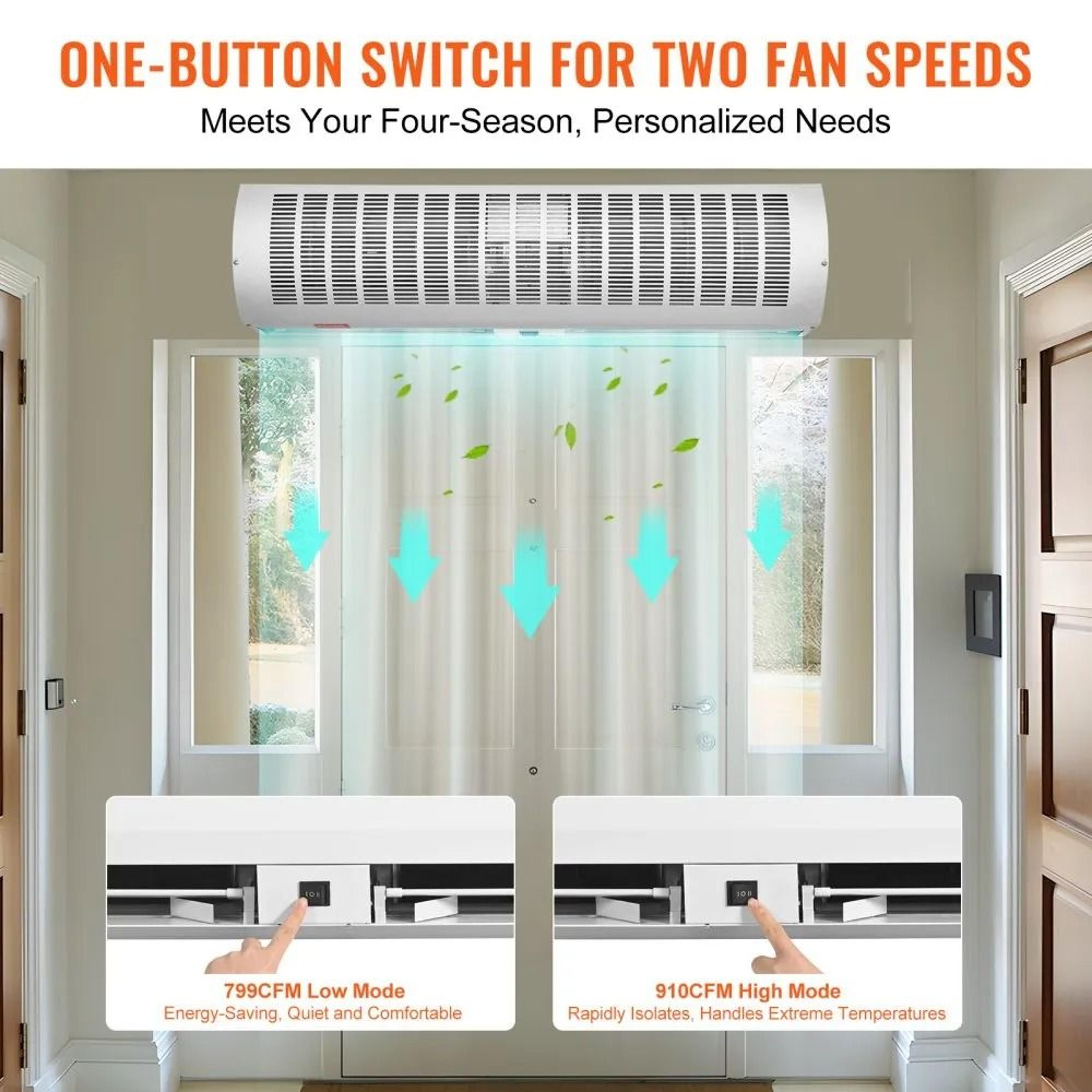 36 Inch Commercial Air Curtain 1200CFM Dual Speed Door Fan 2