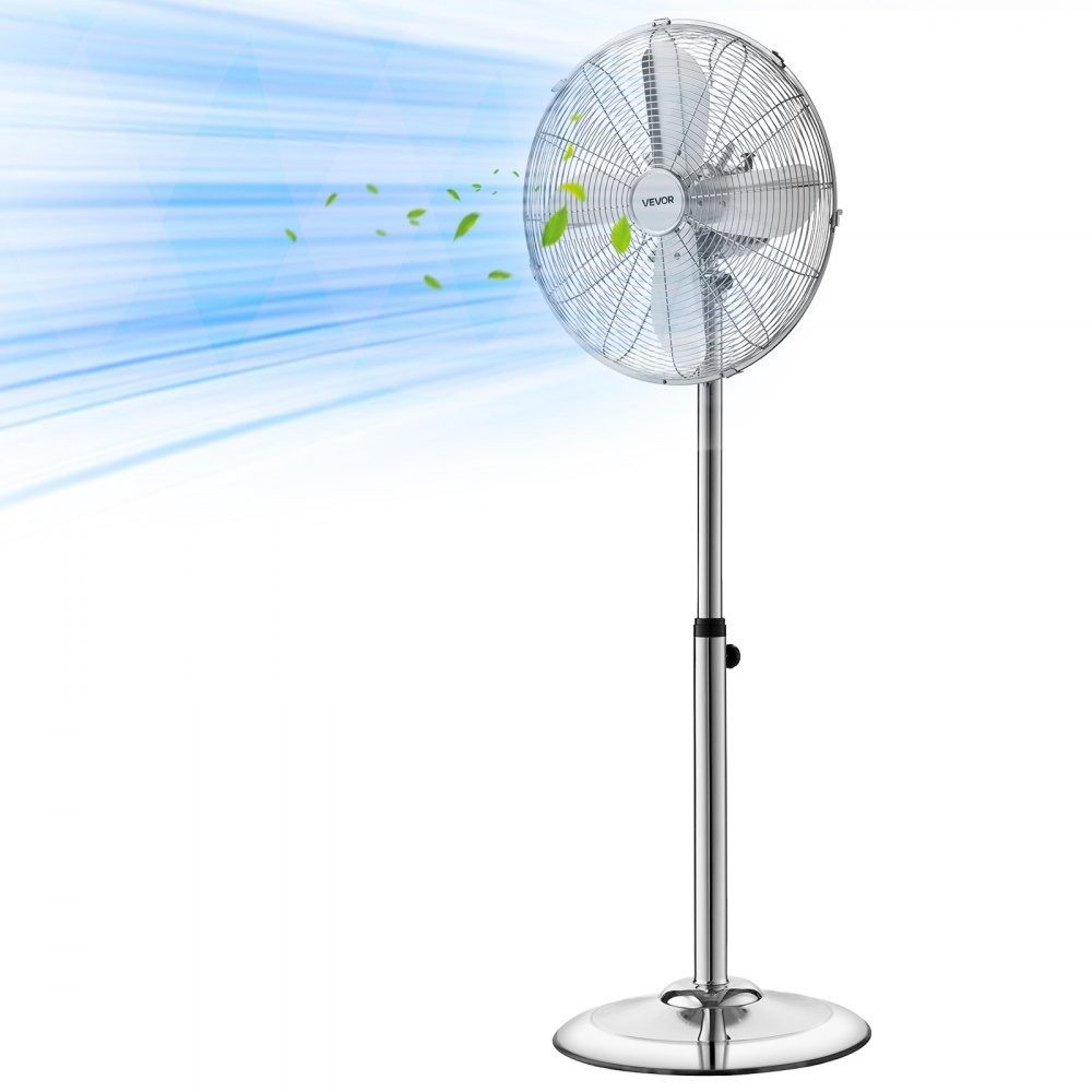 high velocity pedestal fan 16-inch, industrial standing fan with 3 speeds & adjustable height