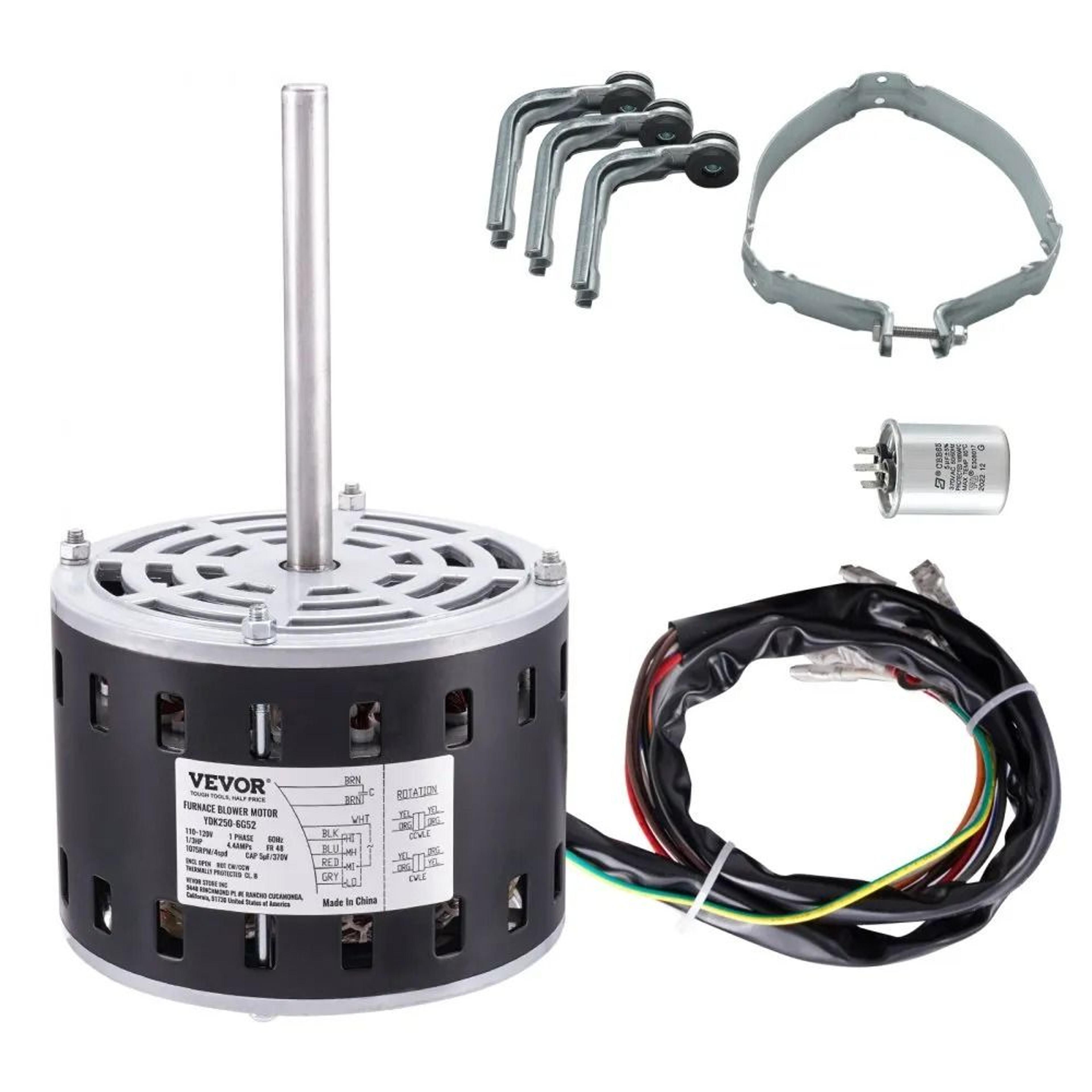 1/3hp furnace blower motor 1075 rpm 4-speed replacement motor for hvac air handlers & furnaces