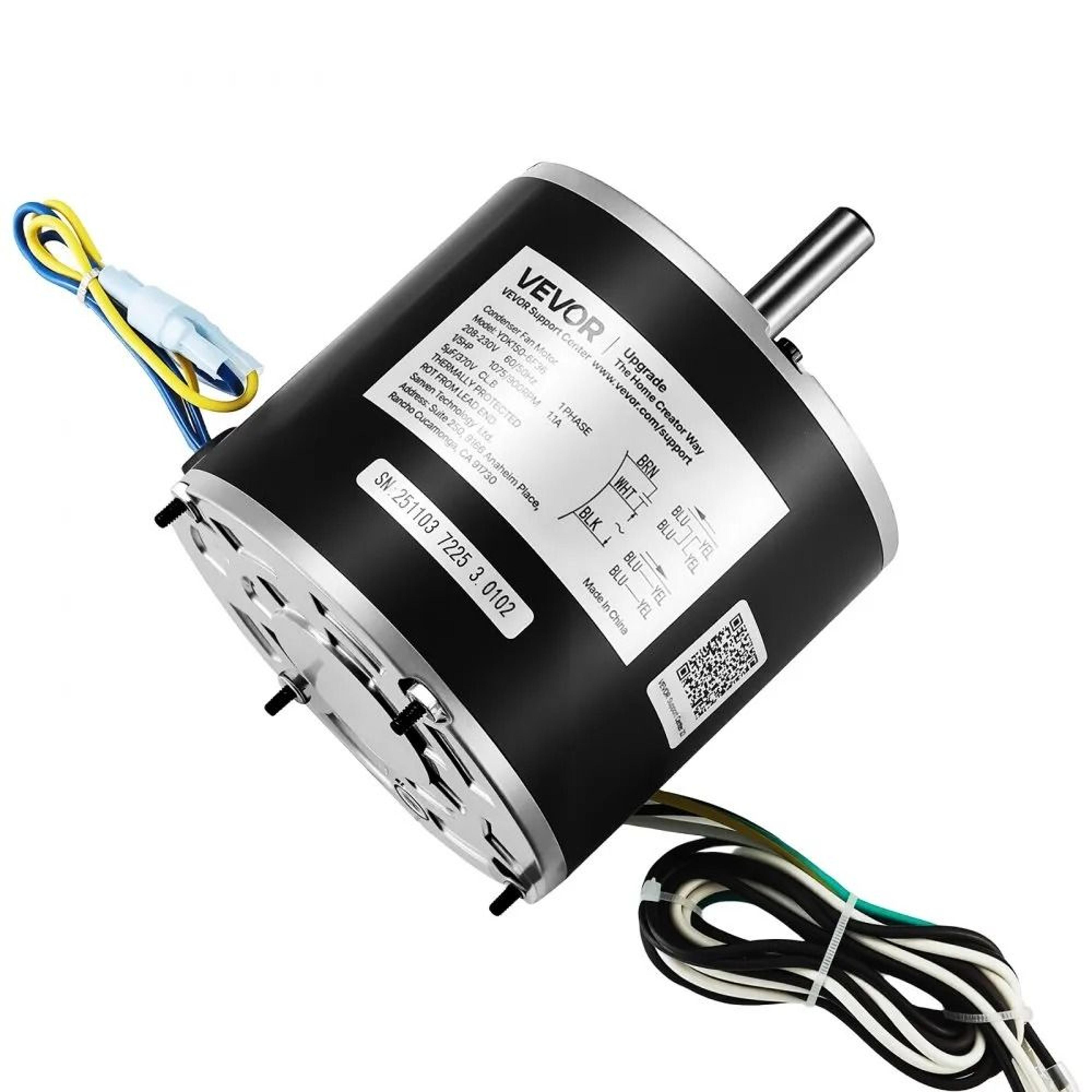 universal 1/8hp condenser fan motor with capacitor 208-230v 825rpm hvac ac replacement